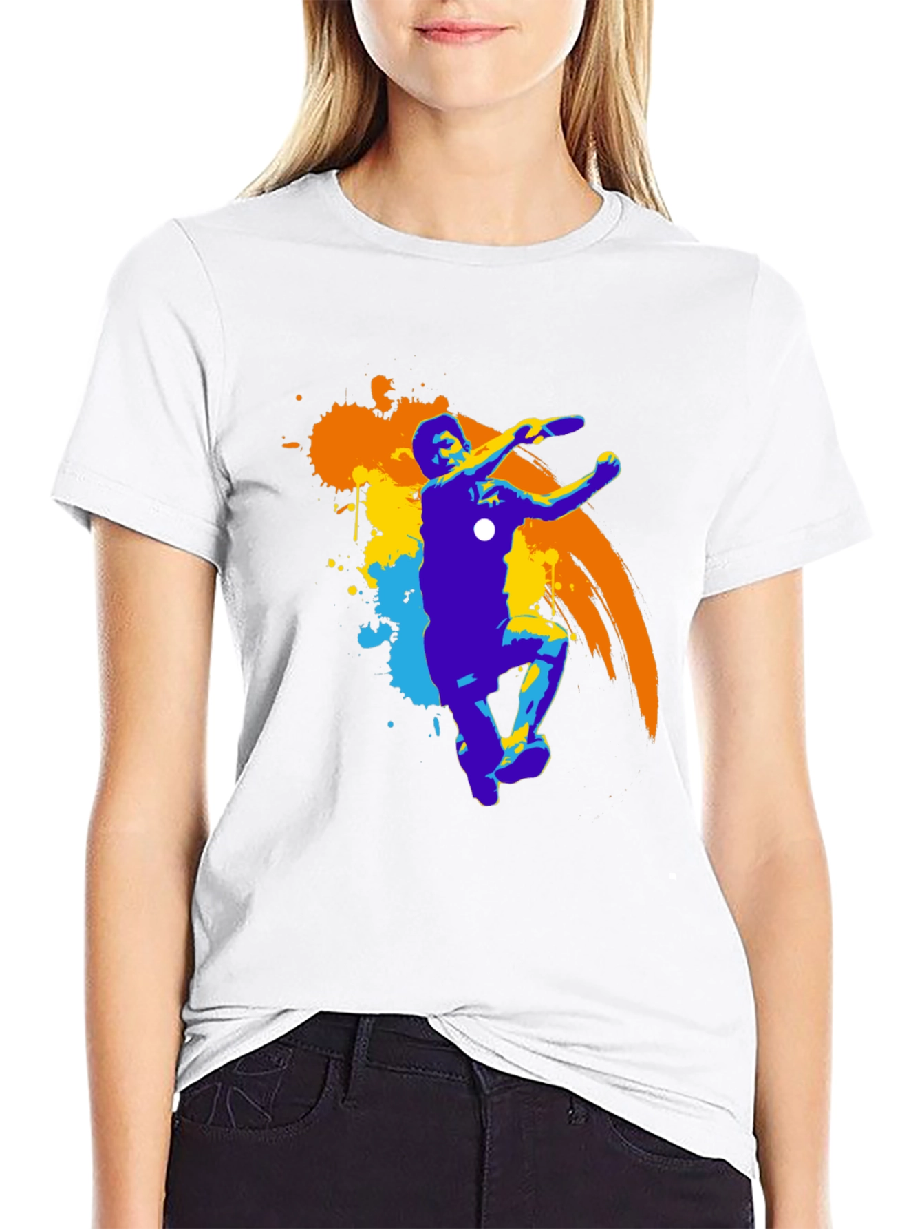 Frisbee Player Graphic Tee - Black