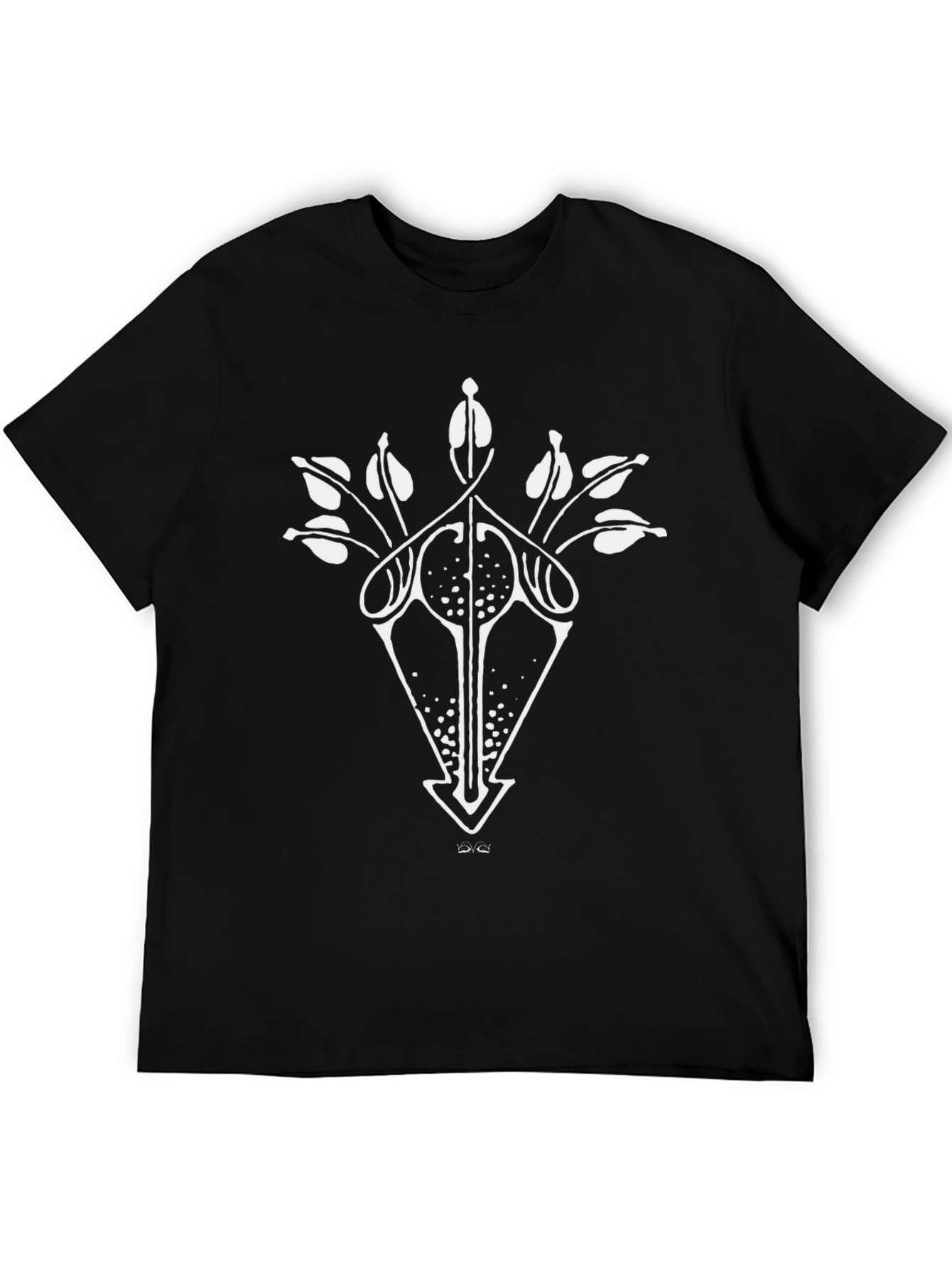 Art Nouveau Floral Arrow Black T-Shirt