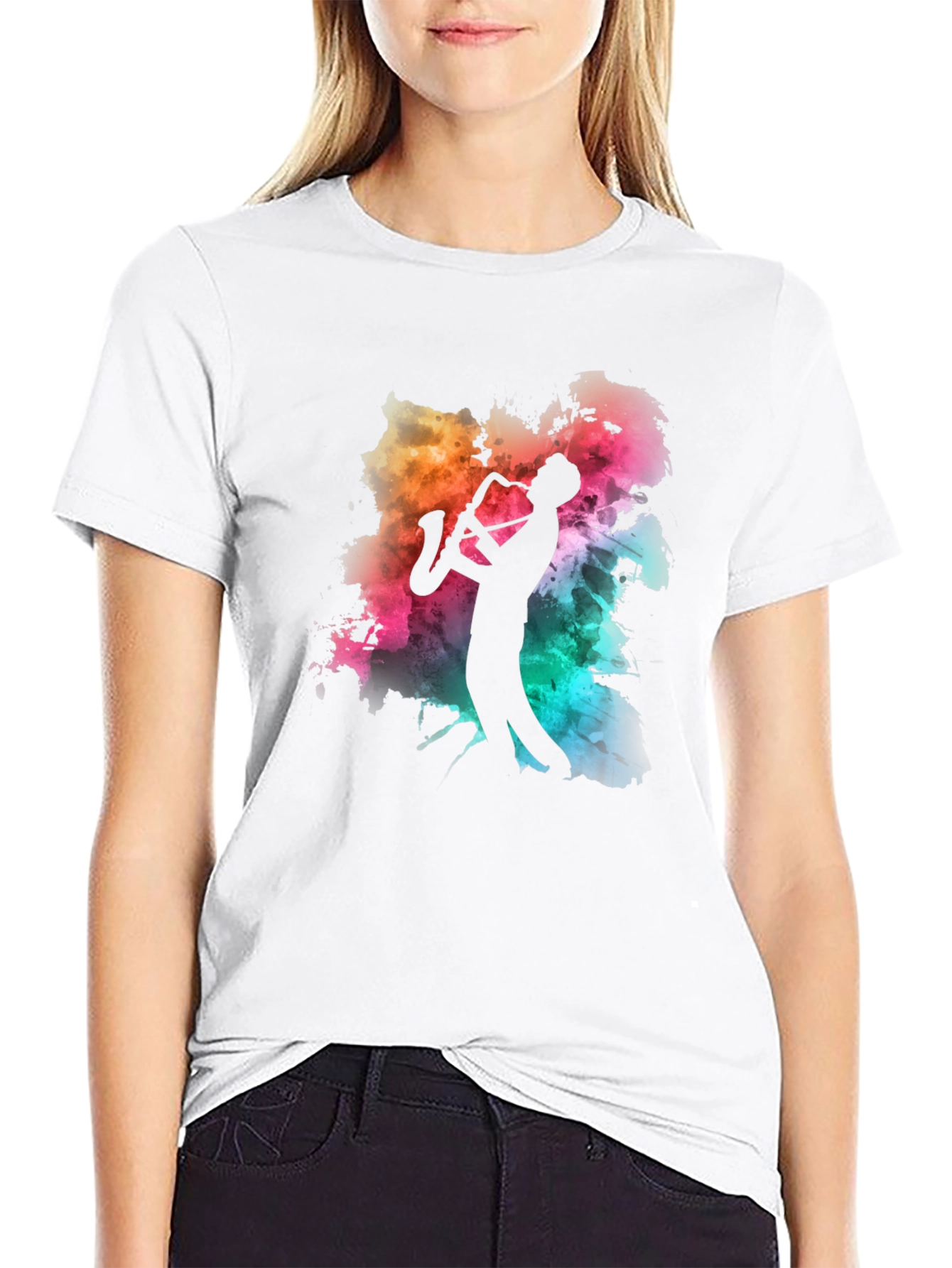 Saxophone Player Graphic Tee - Mens Black T-Shirt