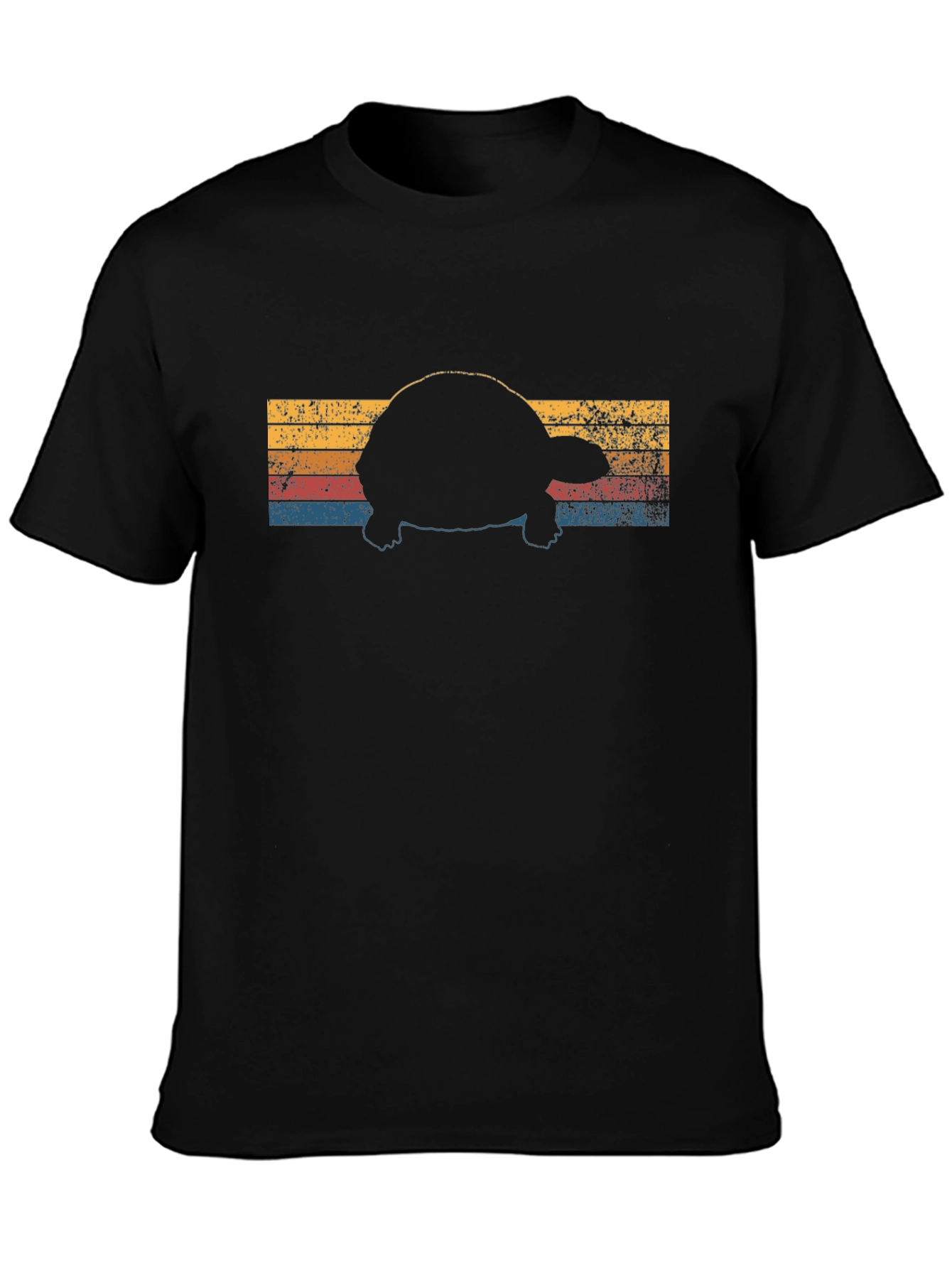 Retro Turtle Silhouette Black T-Shirt