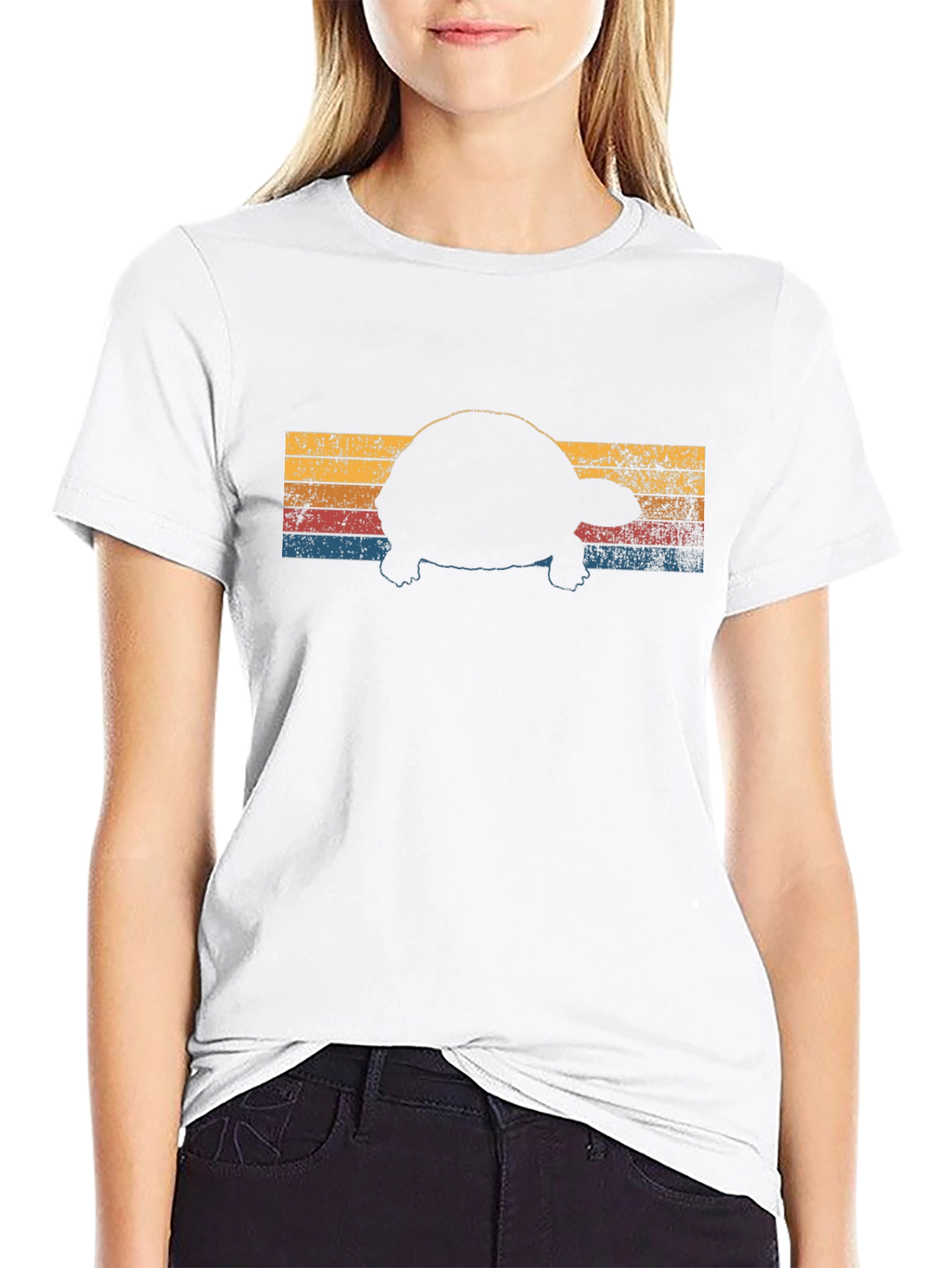 Retro Turtle Silhouette Black T-Shirt