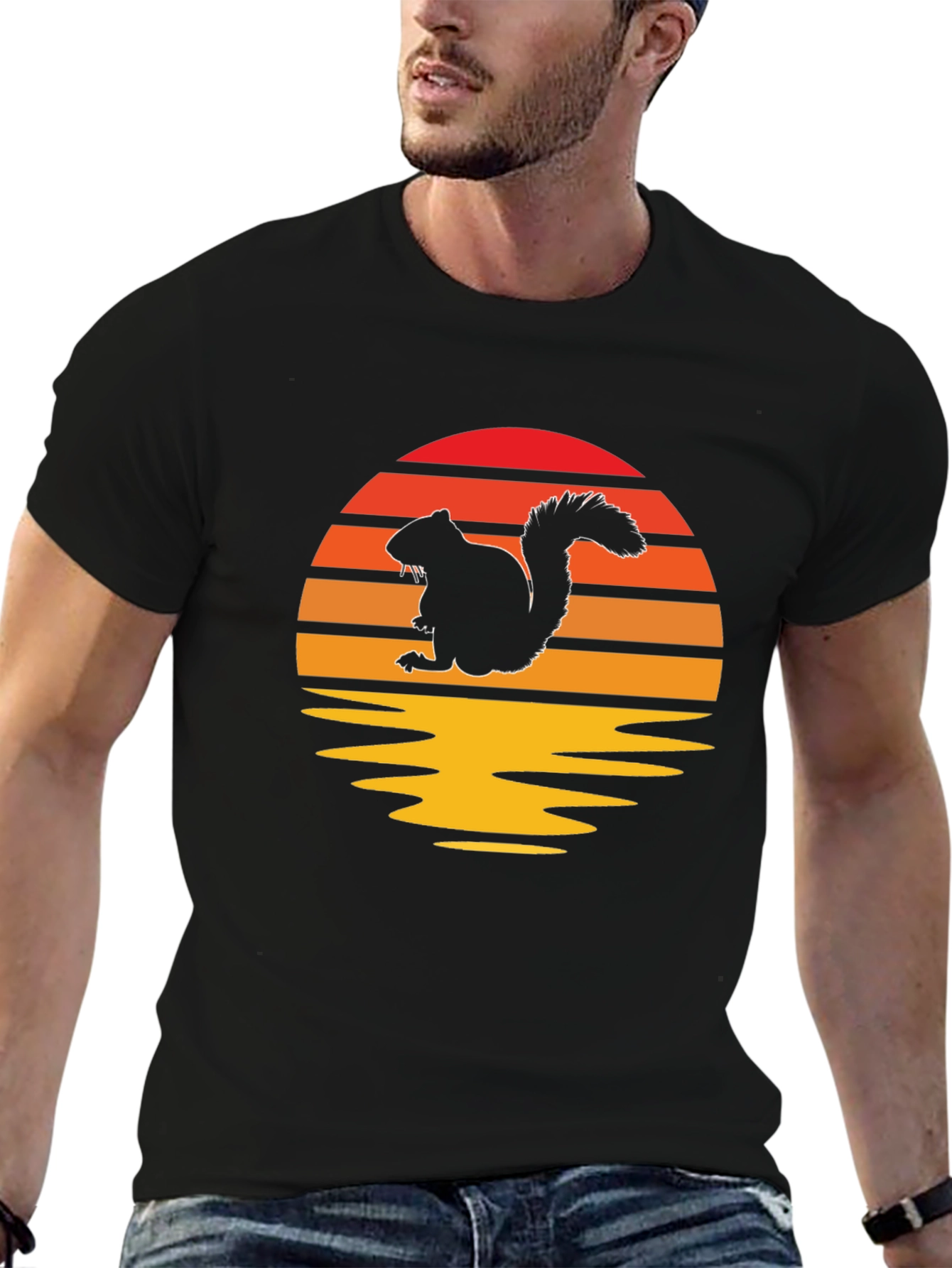 Sunset Squirrel Graphic Tee - Nature Lovers T-Shirt