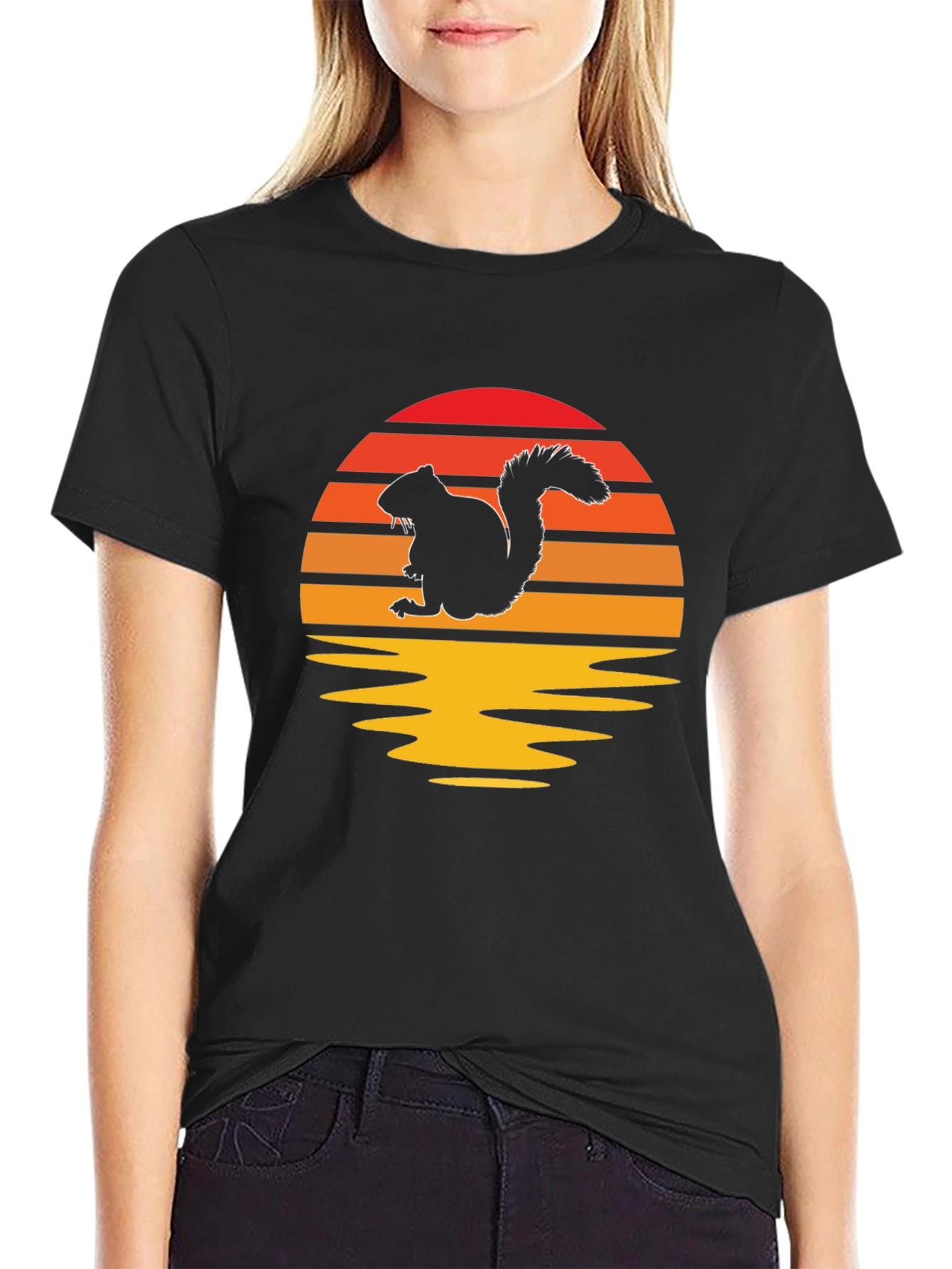 Sunset Squirrel Graphic Tee - Nature Lovers T-Shirt