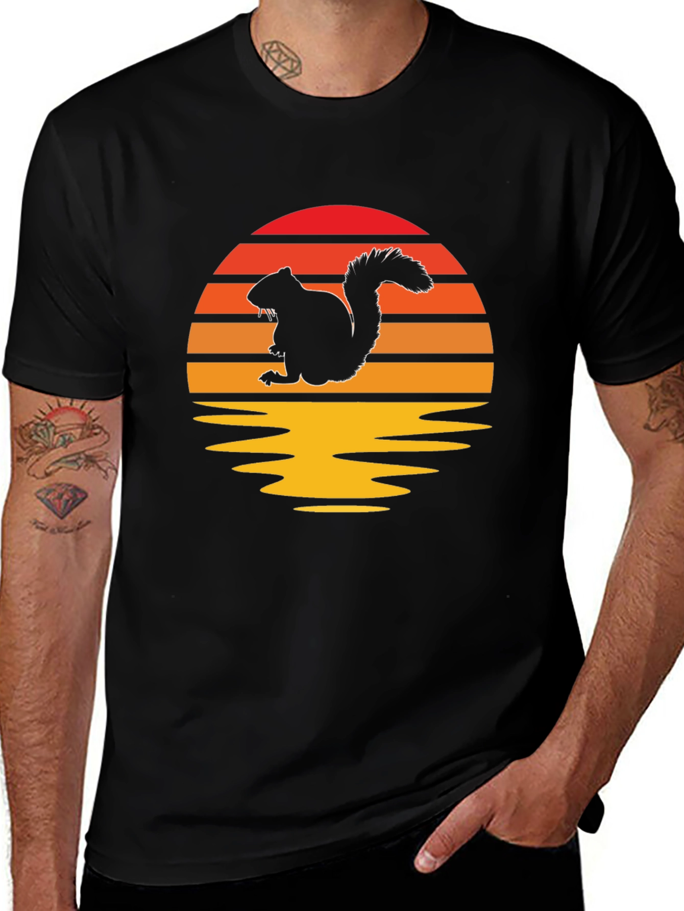Sunset Squirrel Graphic Tee - Nature Lovers T-Shirt
