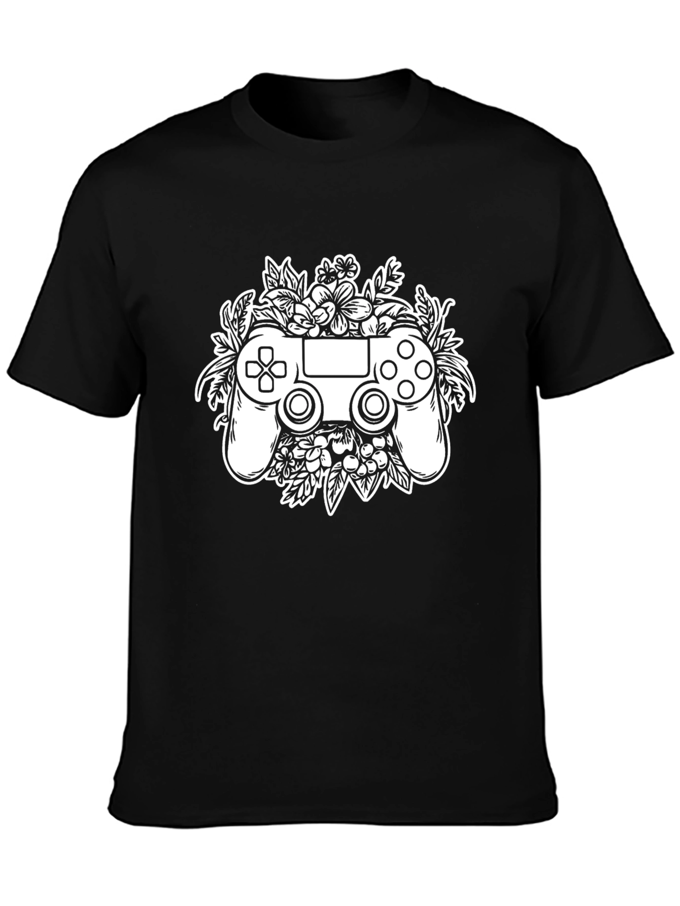 Gamer Floral T-Shirt - Stylish Black Gaming Tee