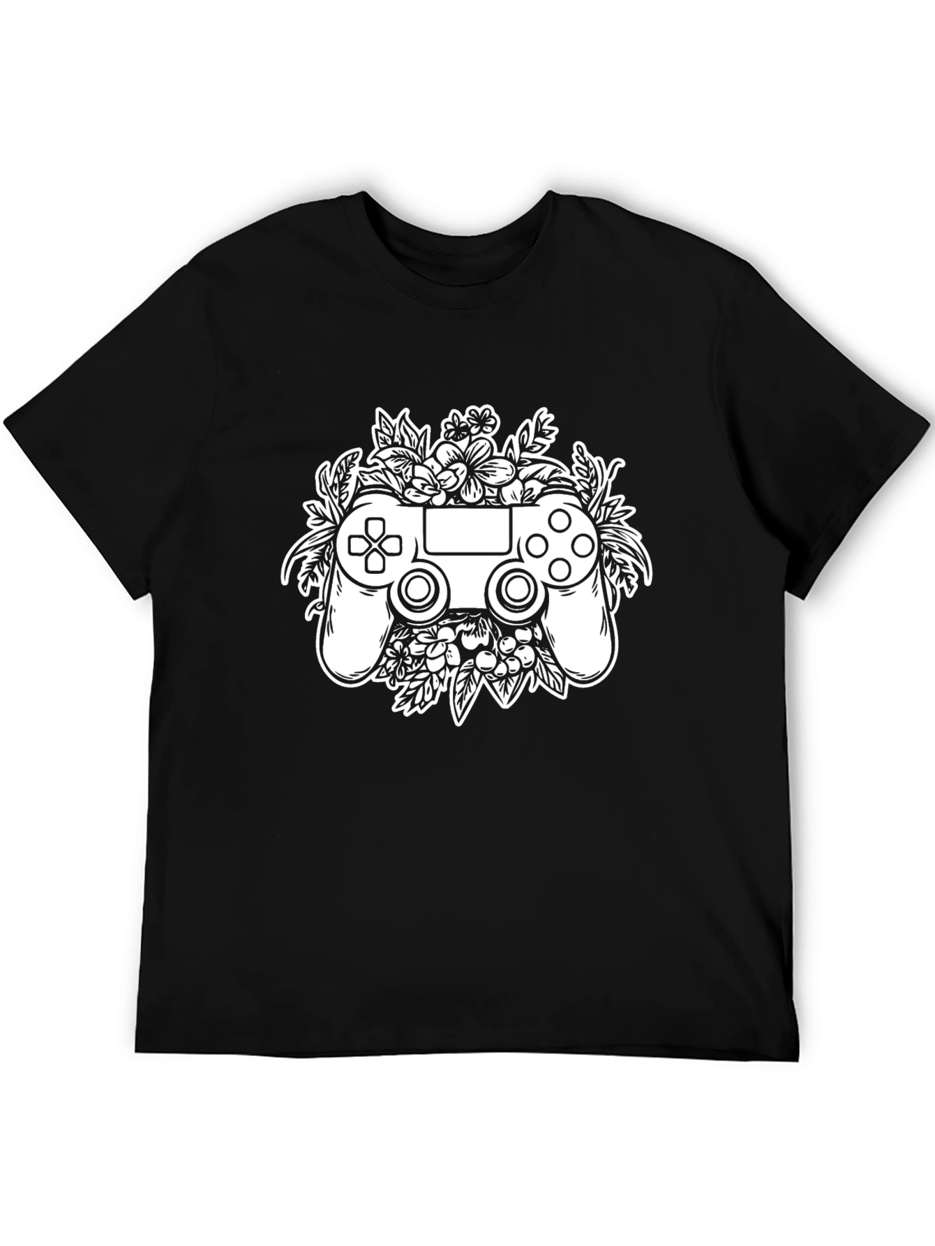 Gamer Floral T-Shirt - Stylish Black Gaming Tee