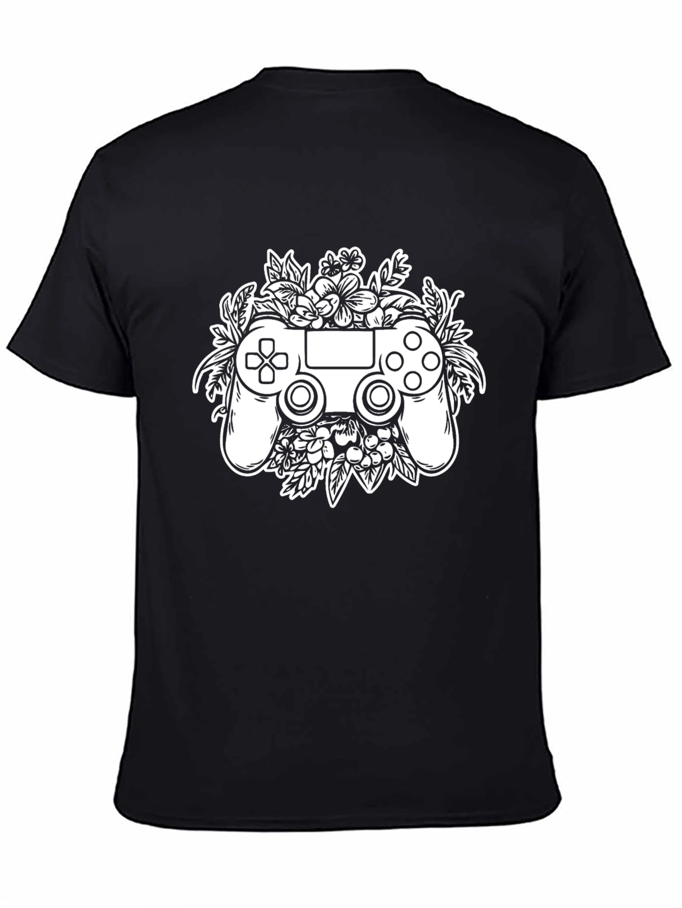 Gamer Floral T-Shirt - Stylish Black Gaming Tee
