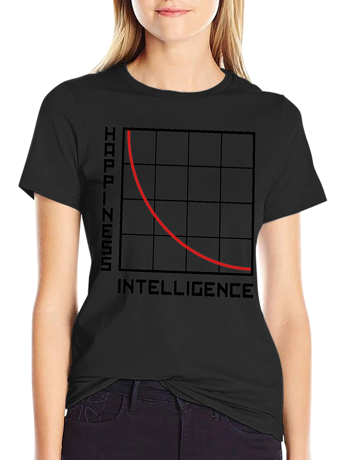 Happiness vs Intelligence Funny Graphic Tee
