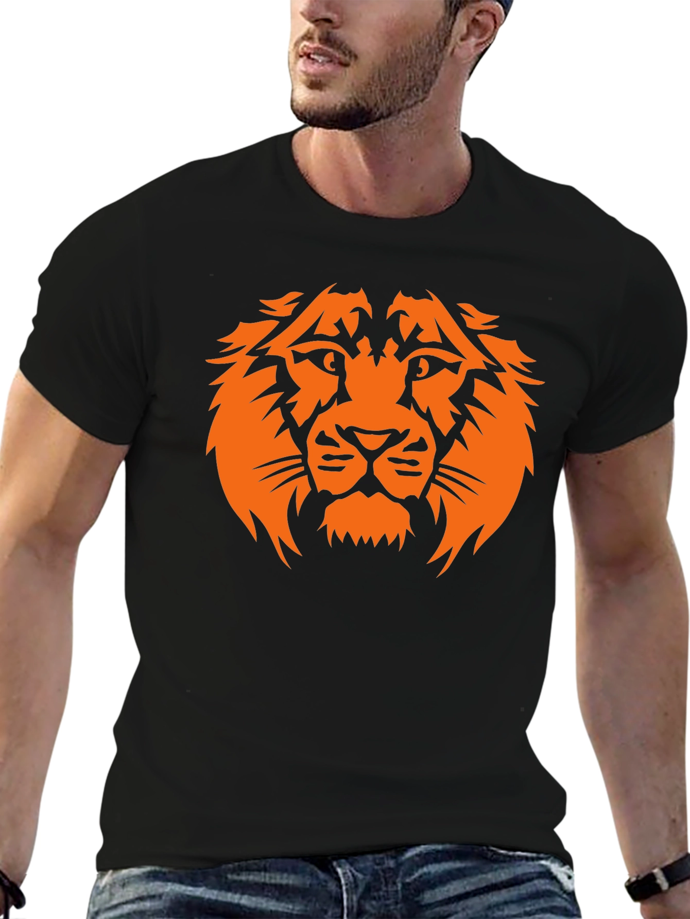 Lion Head Graphic Black T-Shirt