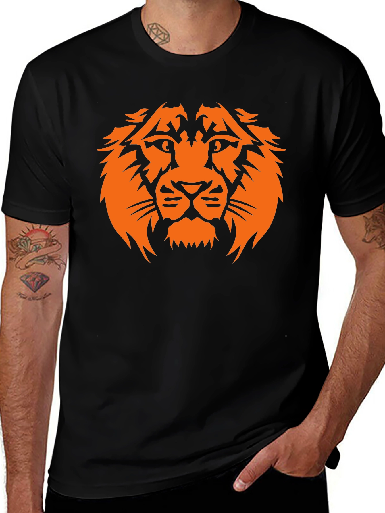Lion Head Graphic Black T-Shirt