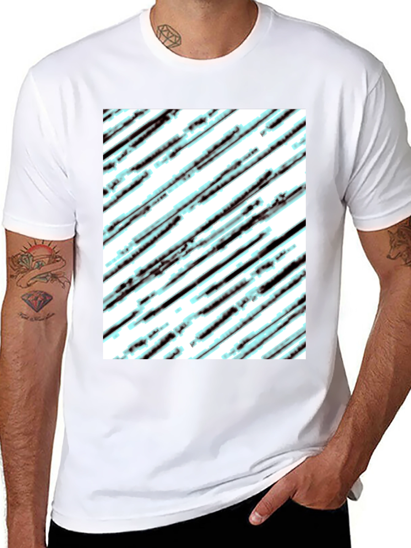 Modern Diagonal Stripe T-Shirt - Black