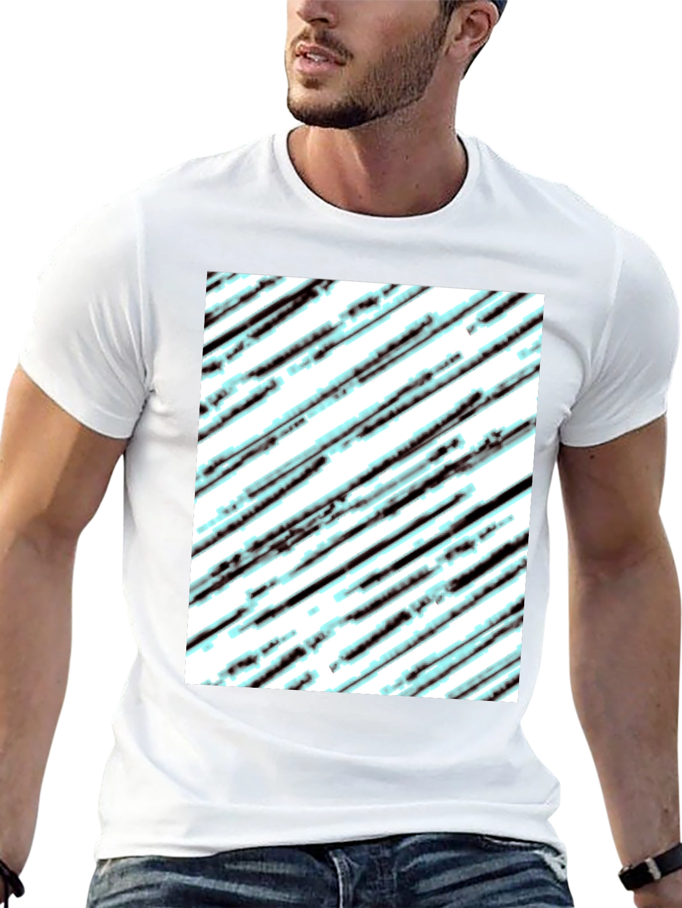 Modern Diagonal Stripe T-Shirt - Black