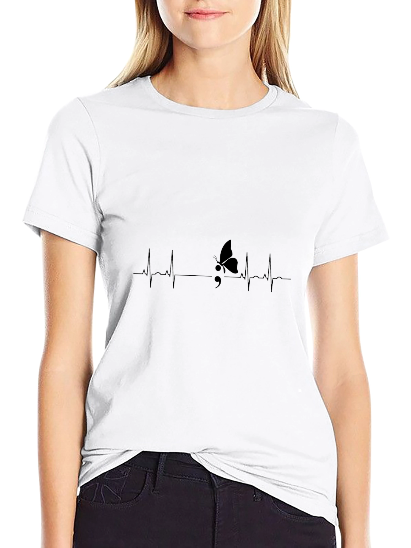 Heartbeat Semicolon Butterfly Graphic Tee