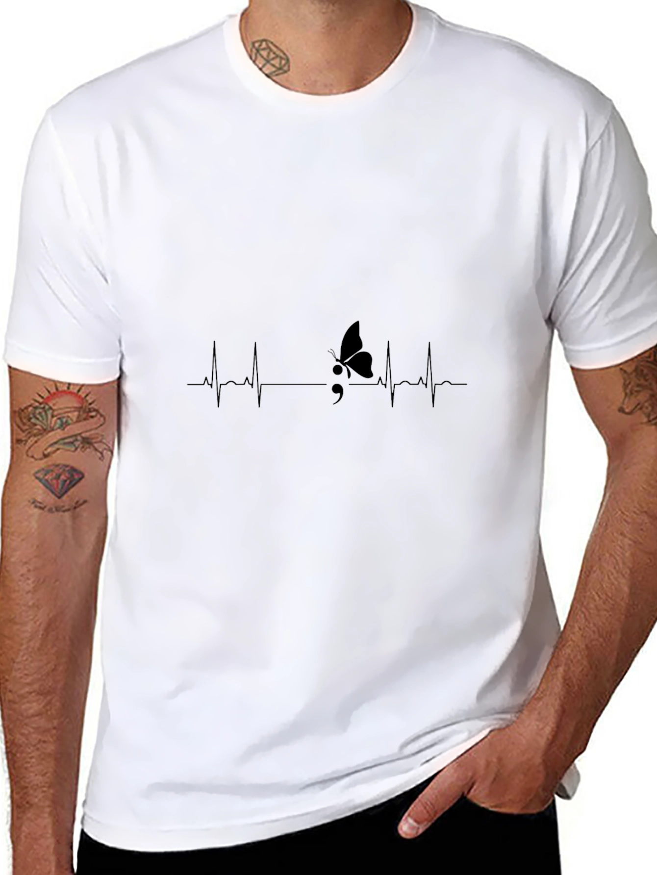 Heartbeat Semicolon Butterfly Graphic Tee