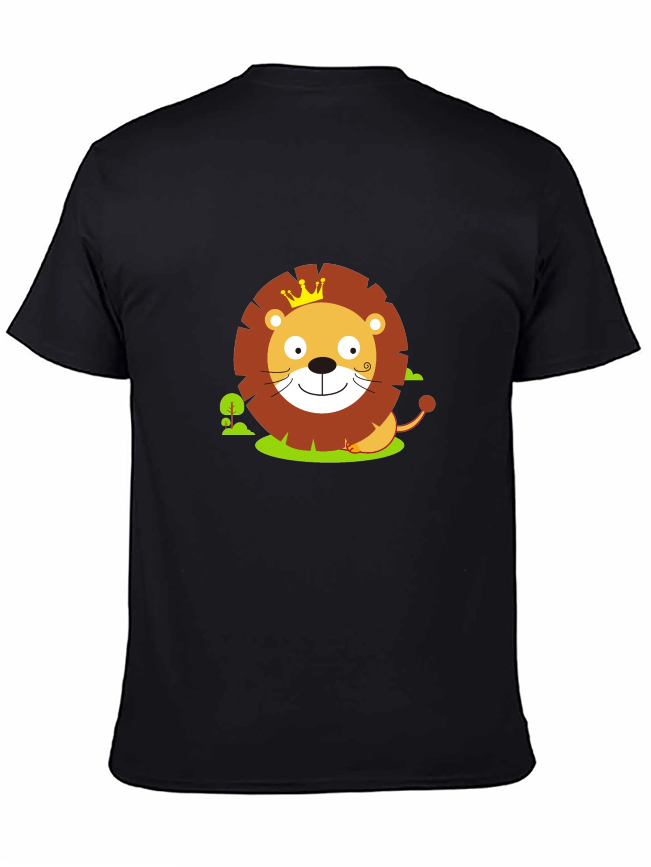 Cute Lion King Graphic Tee - Black Cotton Shirt