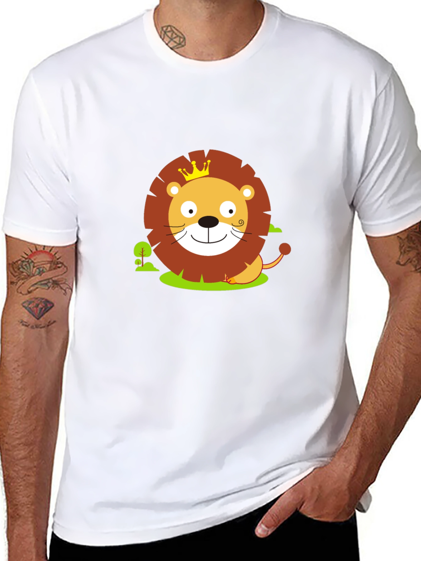 Cute Lion King Graphic Tee - Black Cotton Shirt