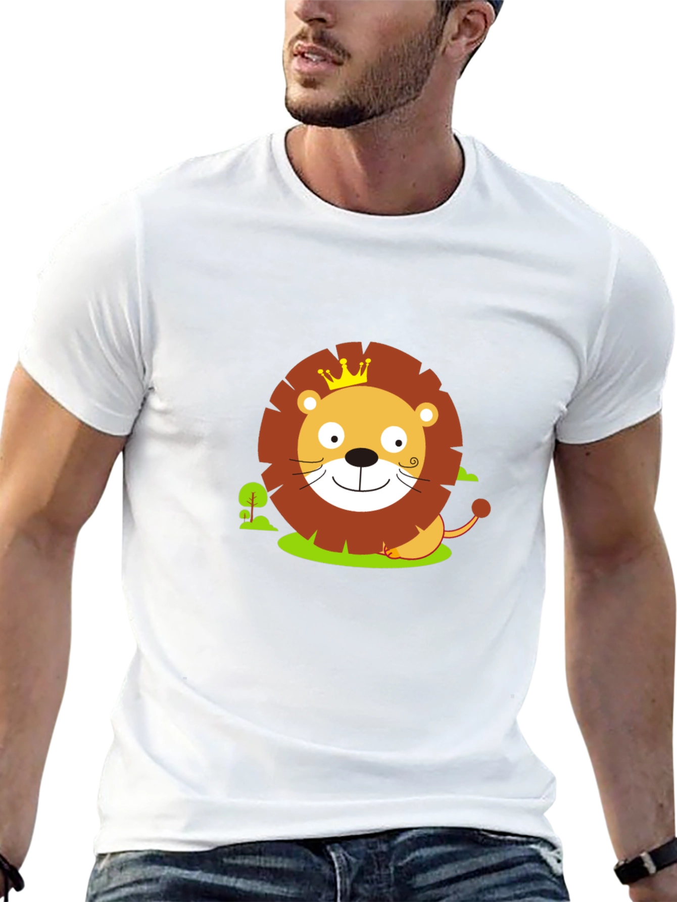 Cute Lion King Graphic Tee - Black Cotton Shirt