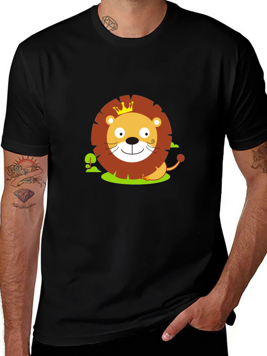 Cute Lion King Graphic Tee - Black Cotton Shirt
