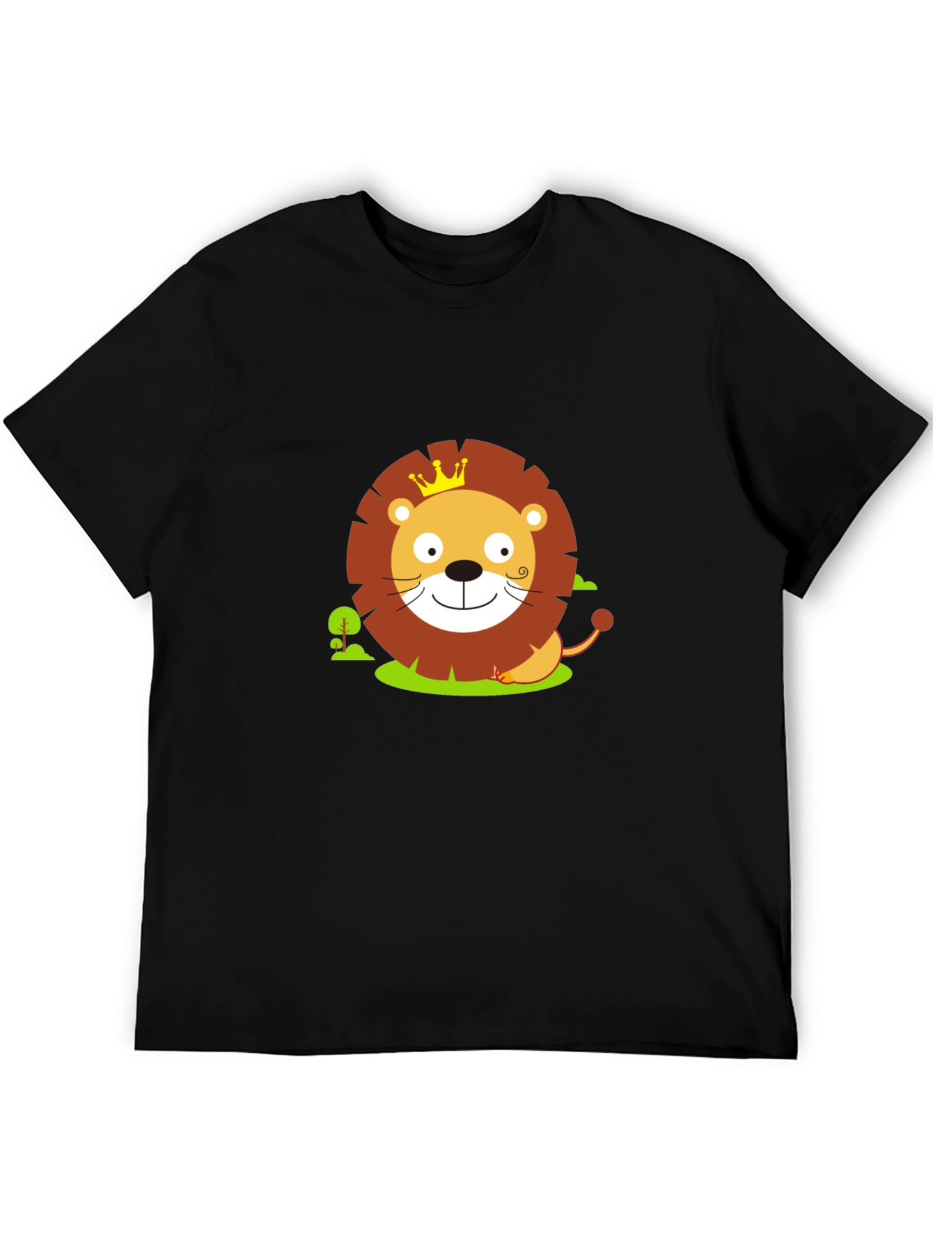 Cute Lion King Graphic Tee - Black Cotton Shirt