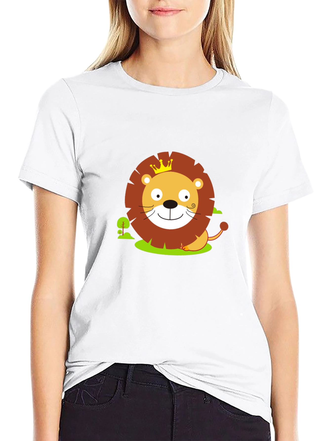 Cute Lion King Graphic Tee - Black Cotton Shirt