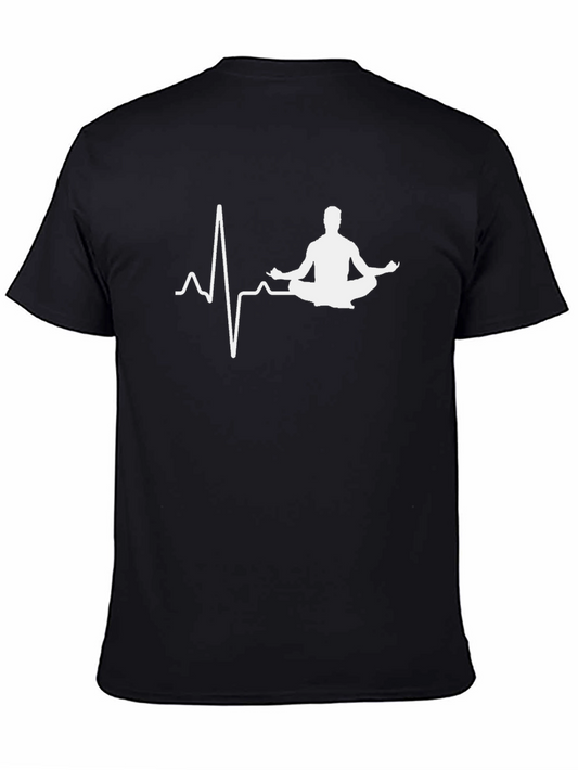 Yoga Heartbeat T-Shirt - Black Meditate in Style