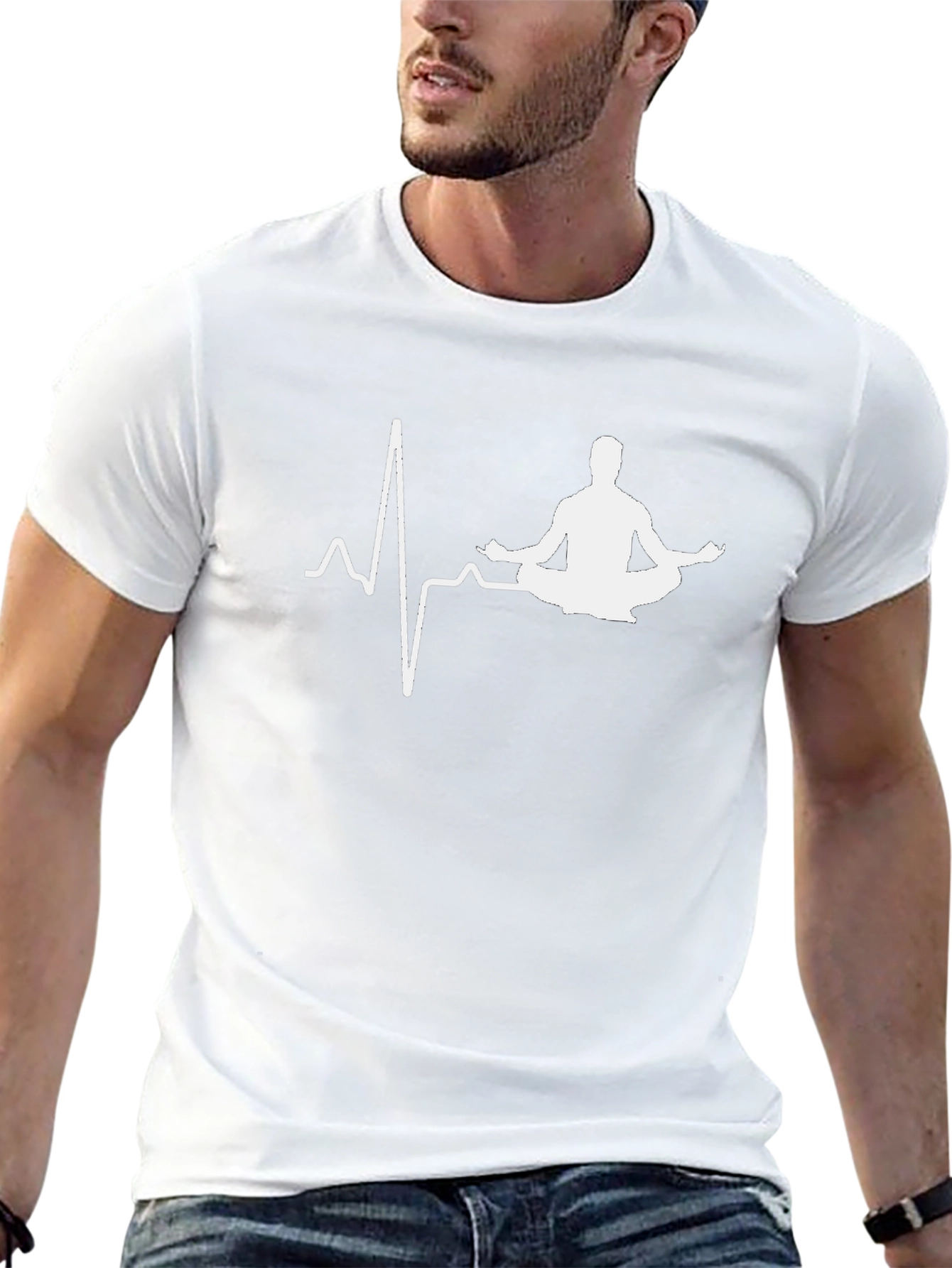 Yoga Heartbeat T-Shirt - Black Meditate in Style