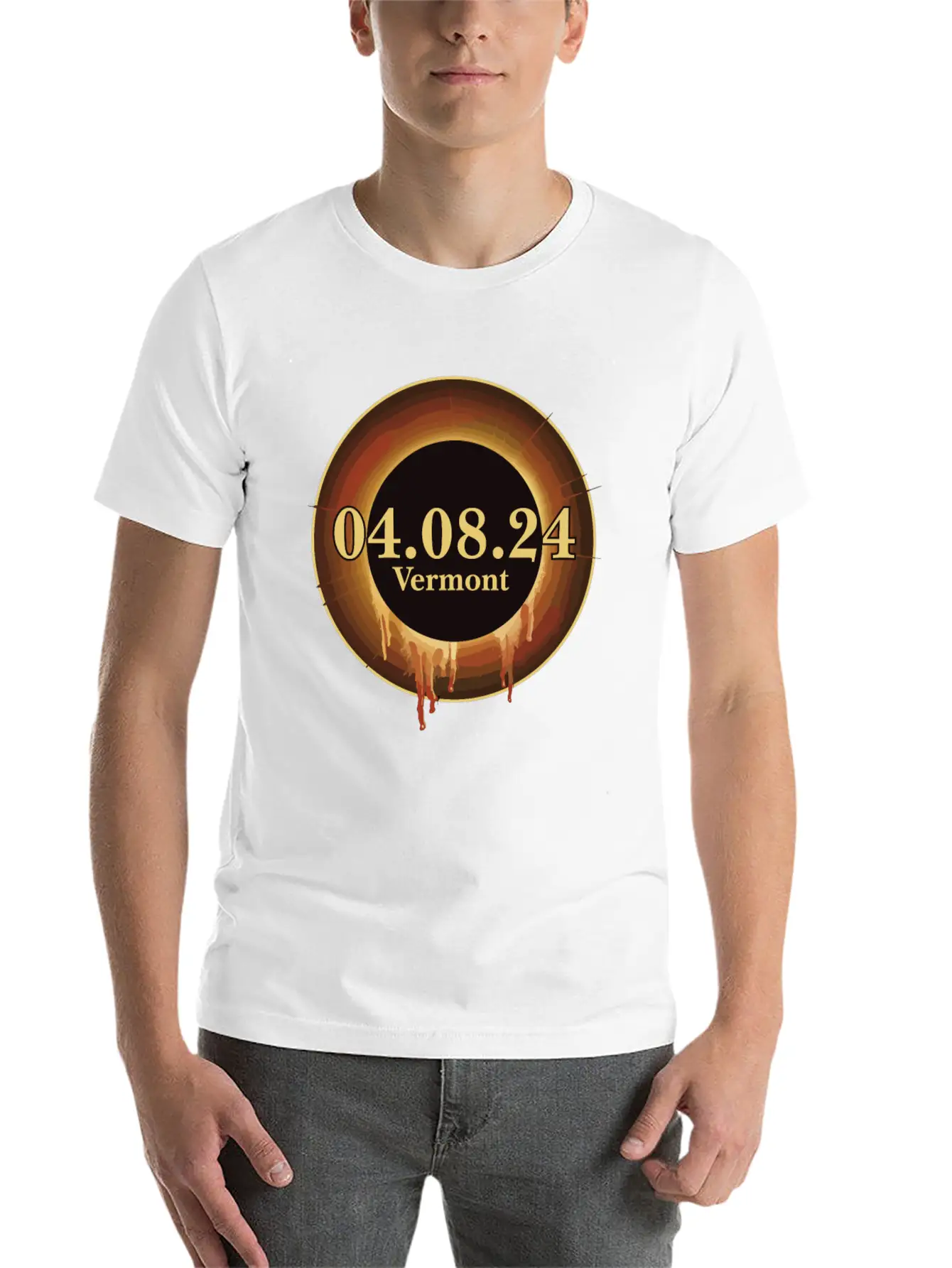 Total Solar Eclipse Path Of Totality Vermont Unisex Casual T-Shirt – Clean Design For Daily Comfort