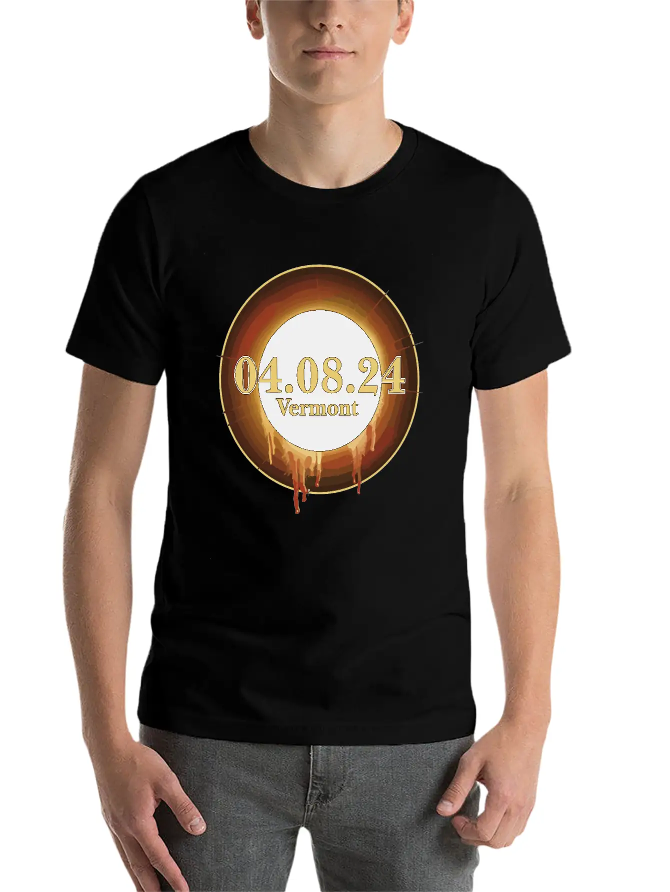 Total Solar Eclipse Path Of Totality Vermont Unisex Casual T-Shirt – Clean Design For Daily Comfort