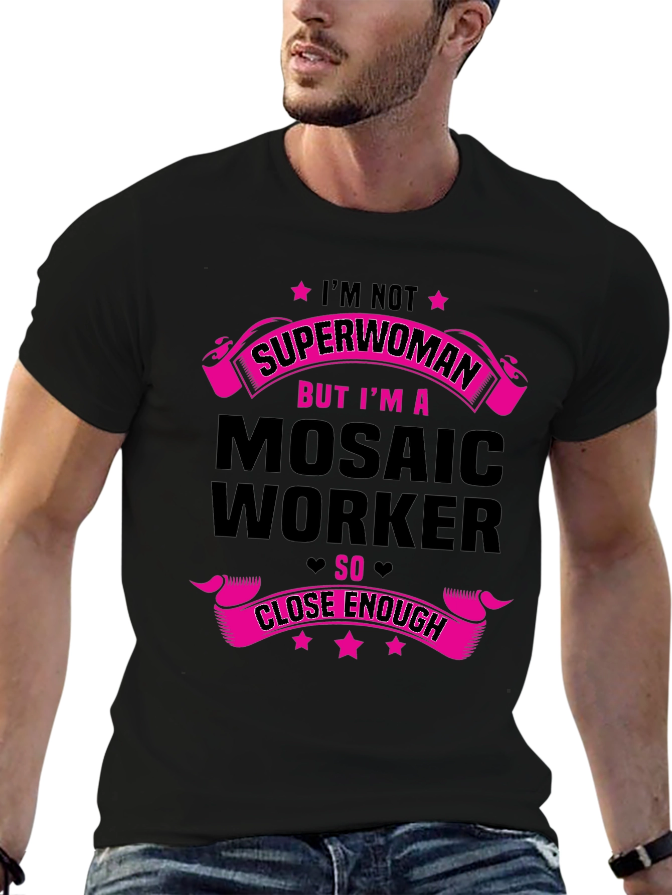Mosaic Worker Superwoman Funny Graphic T-Shirt
