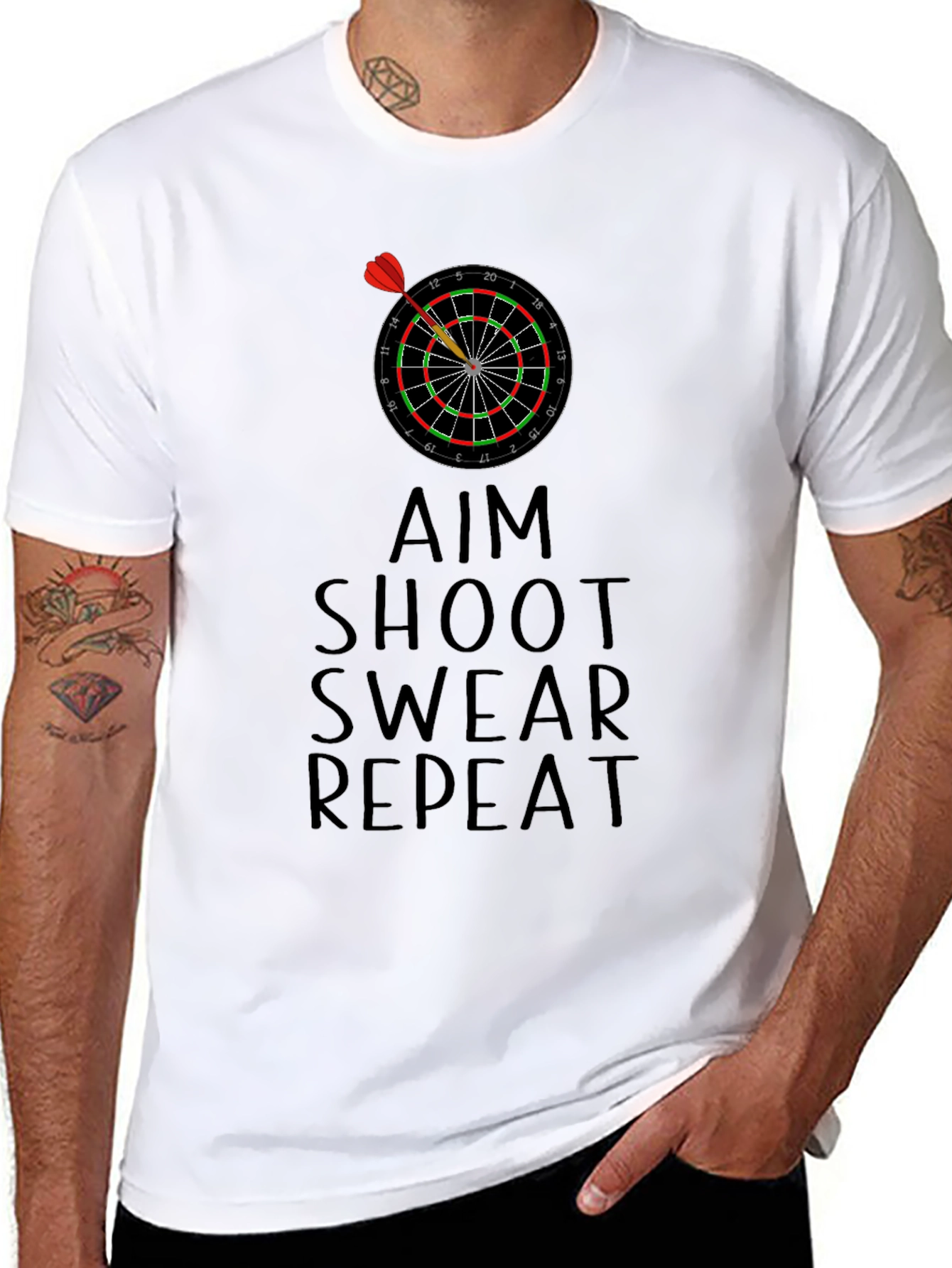 Aim Shoot Swear Repeat Dart T-Shirt