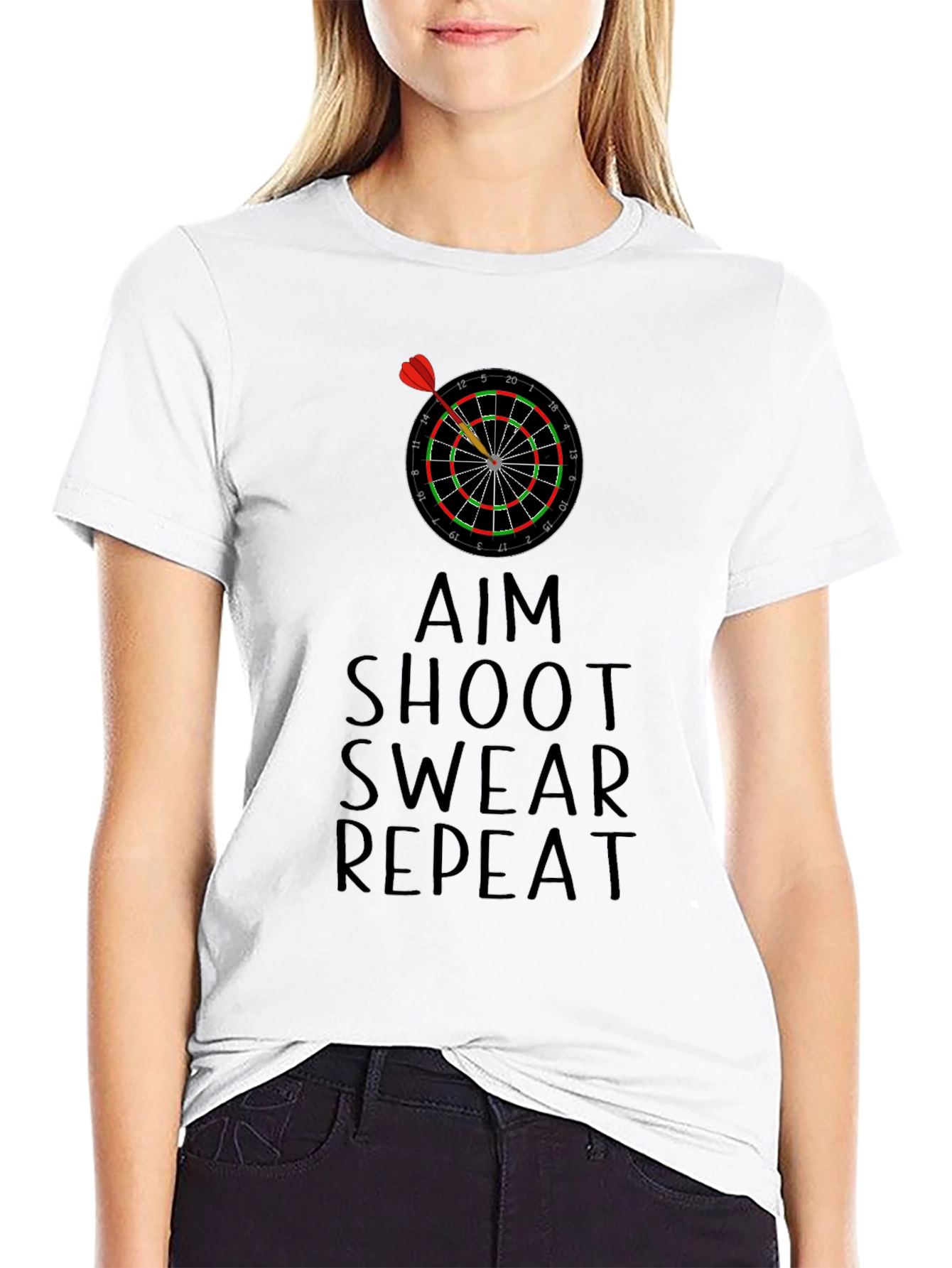 Aim Shoot Swear Repeat Dart T-Shirt