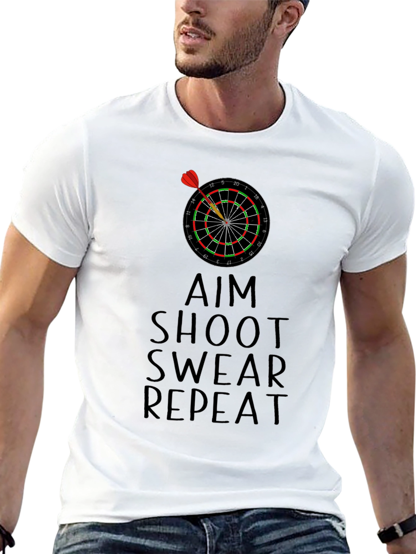 Aim Shoot Swear Repeat Dart T-Shirt