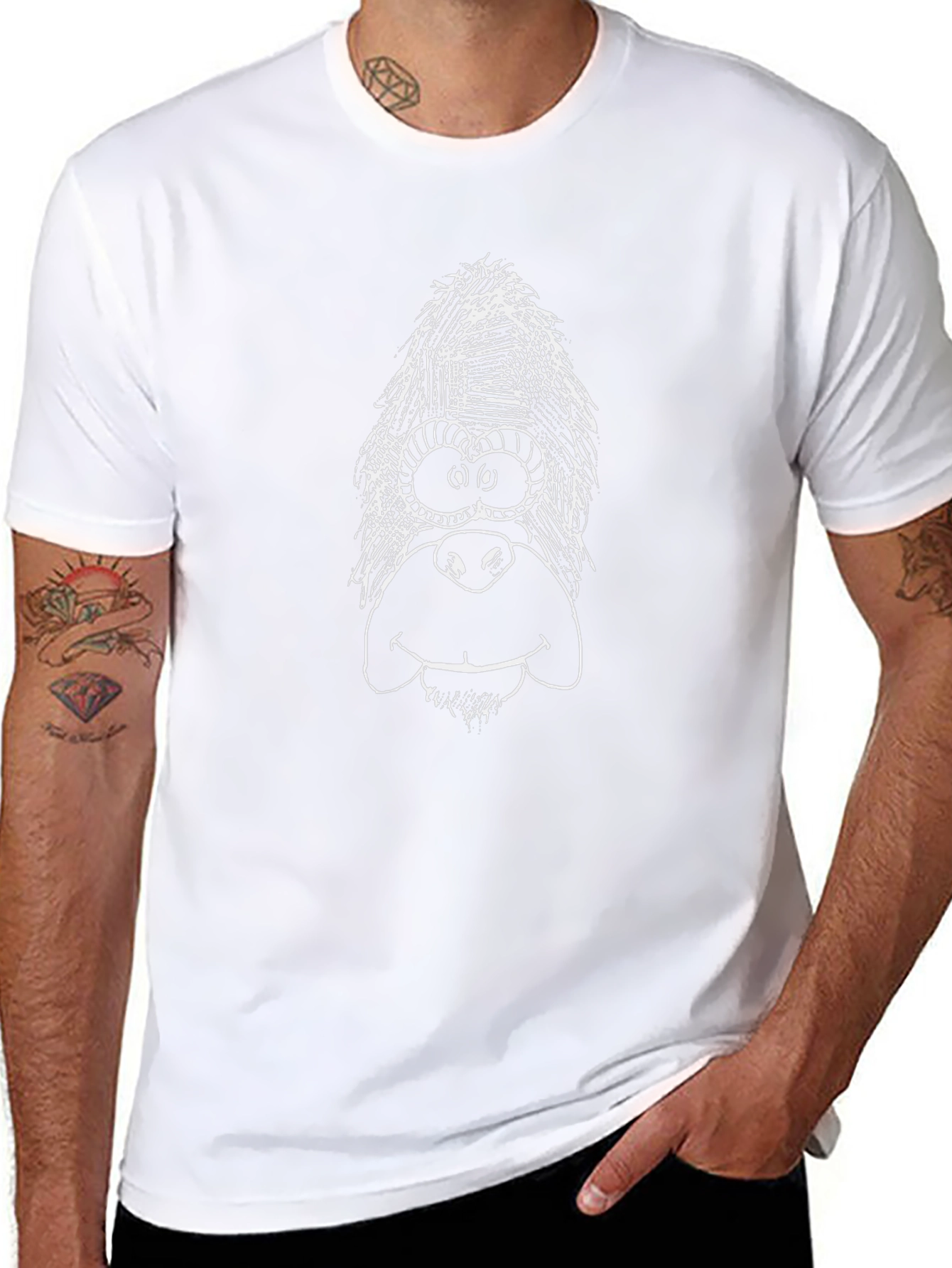 Funny Gorilla Sketch Black T-Shirt