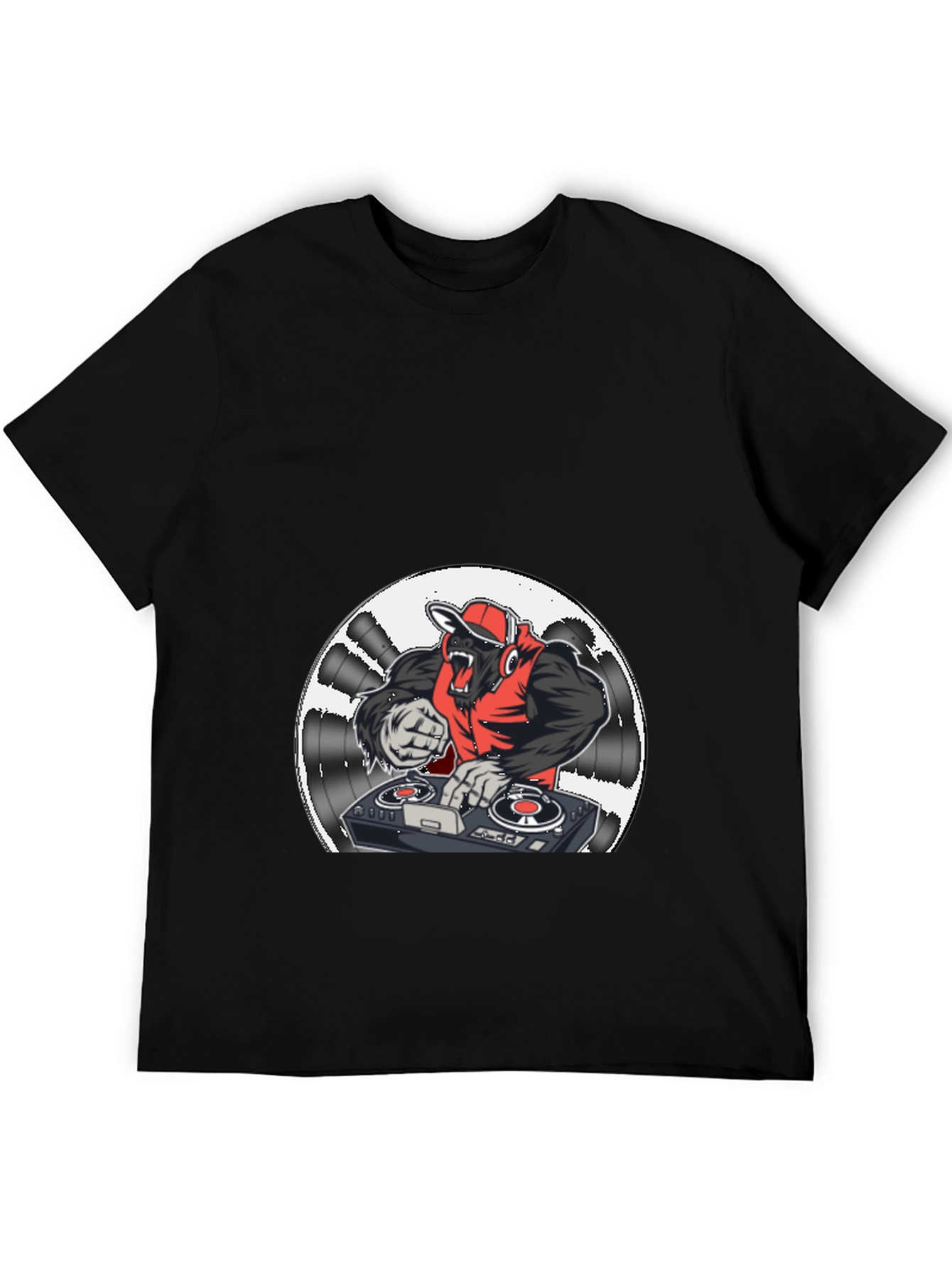 DJ Gorilla Graphic Tee - Black Cotton Blend