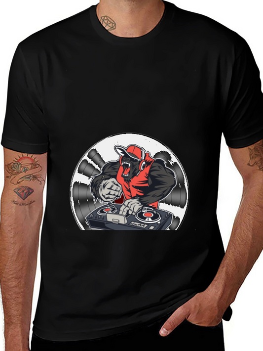 DJ Gorilla Graphic Tee - Black Cotton Blend