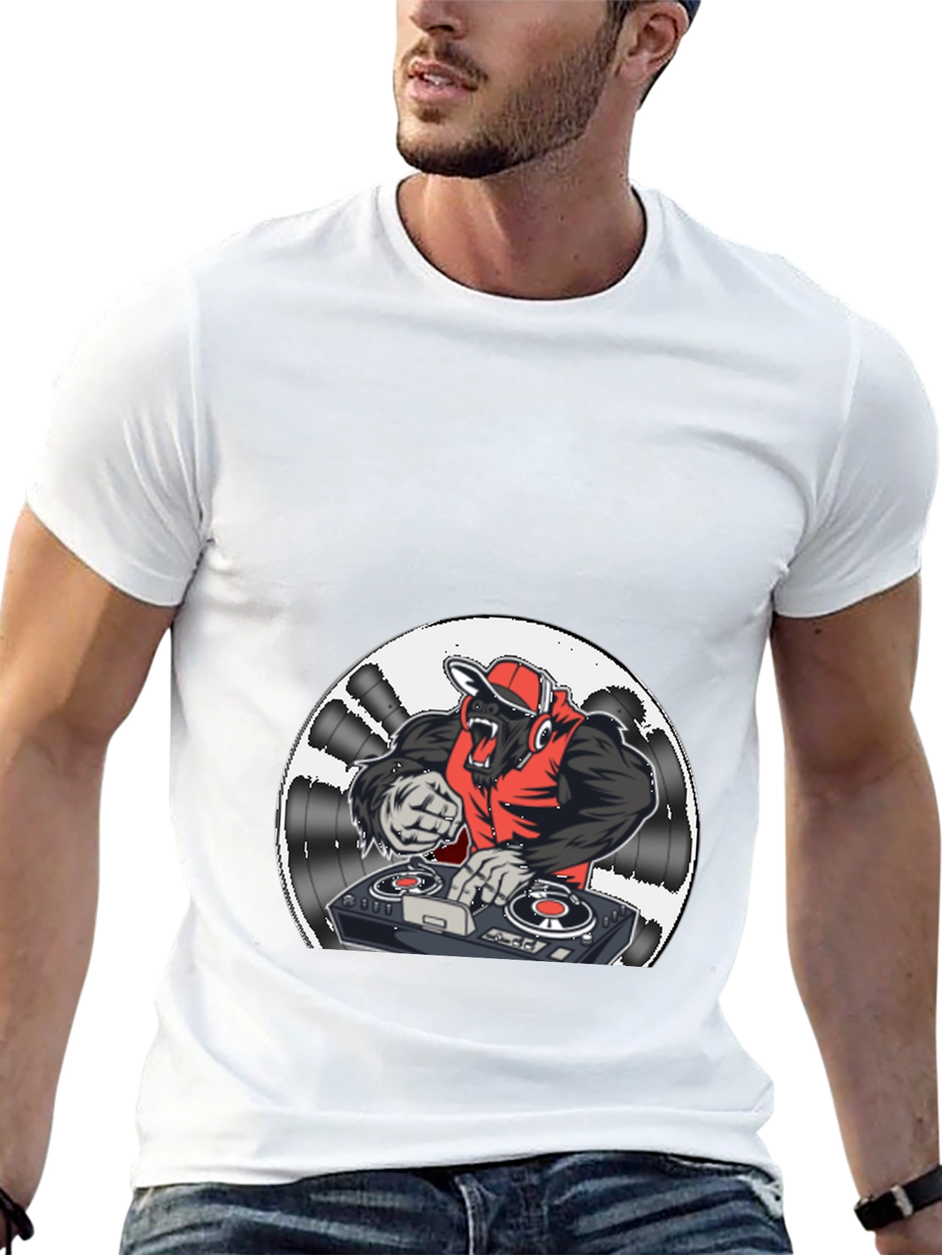 DJ Gorilla Graphic Tee - Black Cotton Blend
