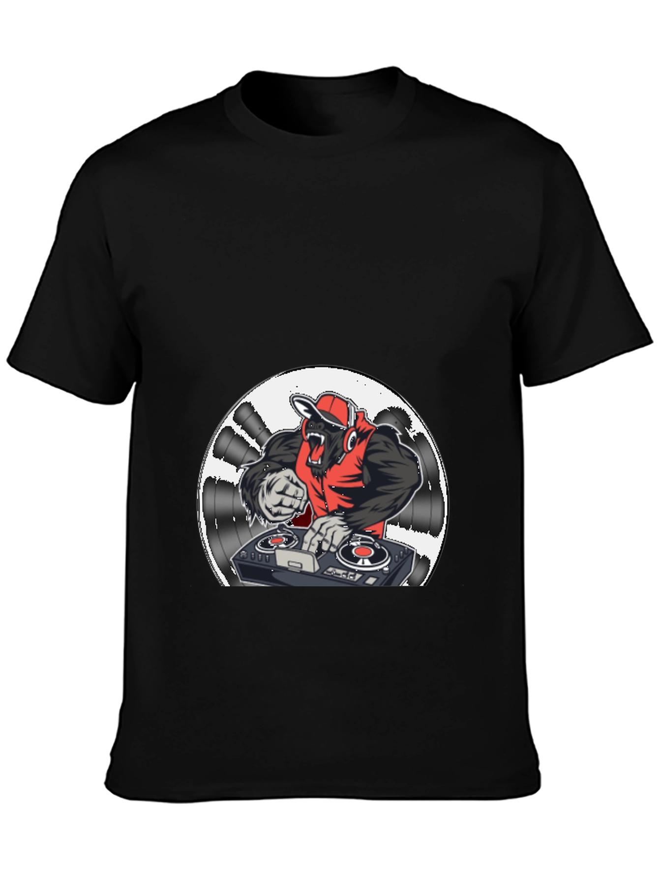 DJ Gorilla Graphic Tee - Black Cotton Blend