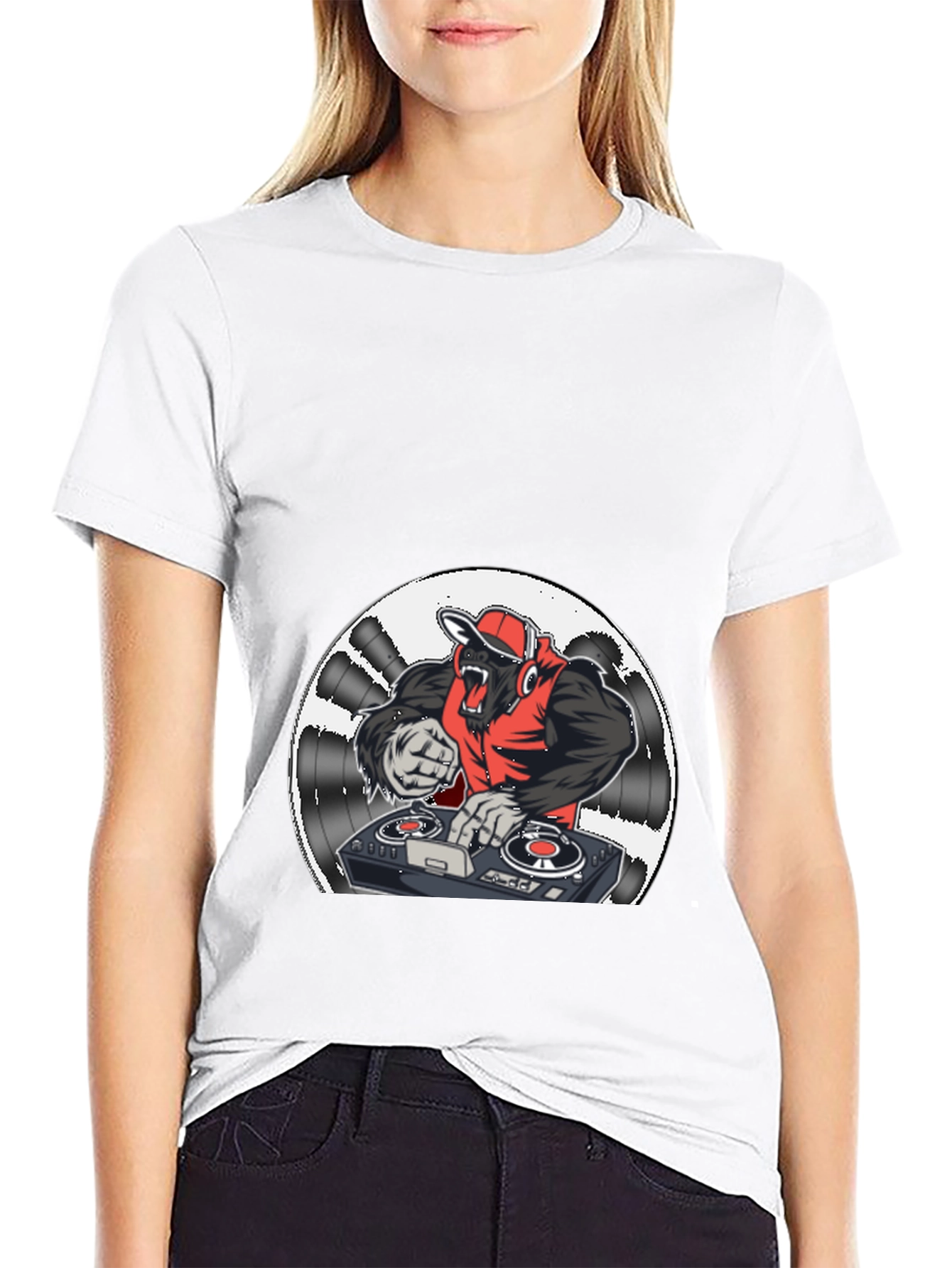 DJ Gorilla Graphic Tee - Black Cotton Blend