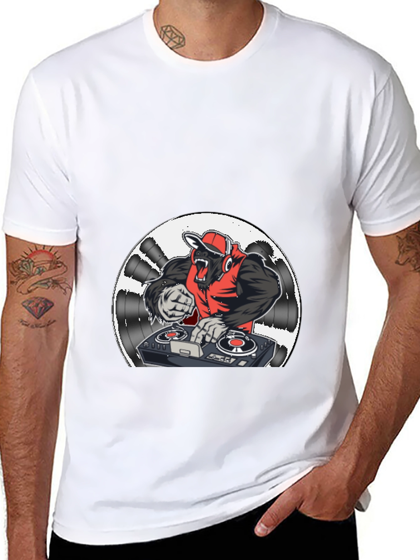DJ Gorilla Graphic Tee - Black Cotton Blend