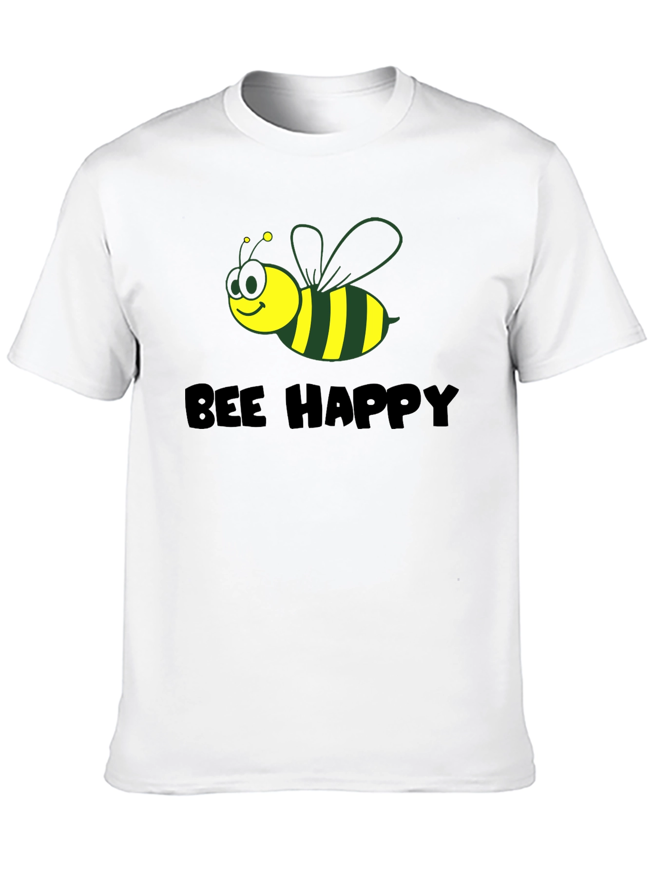 Bee Happy Graphic Tee - Black Cotton Comfort