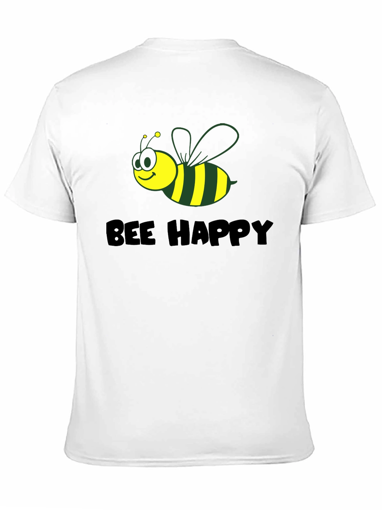 Bee Happy Graphic Tee - Black Cotton Comfort