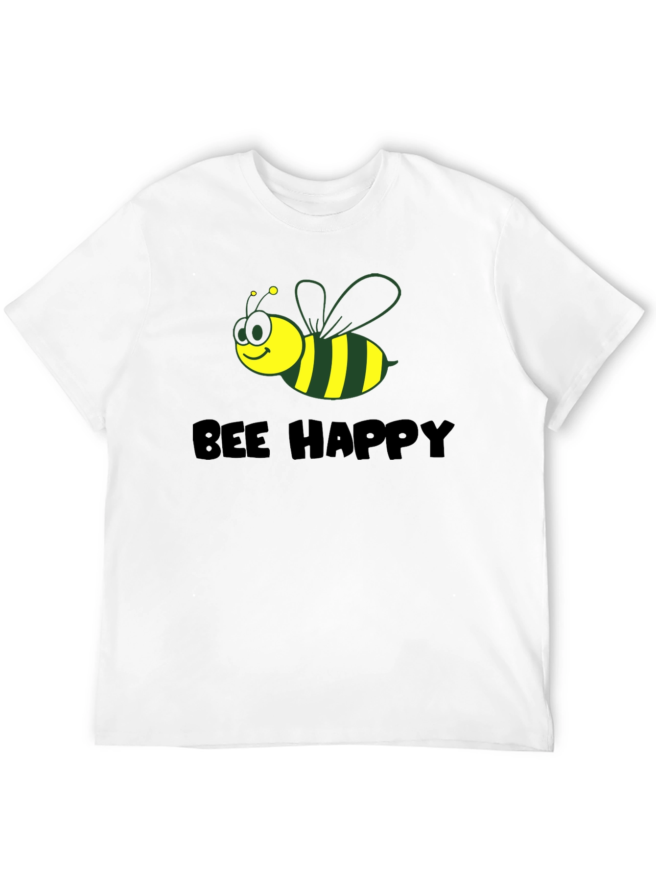 Bee Happy Graphic Tee - Black Cotton Comfort
