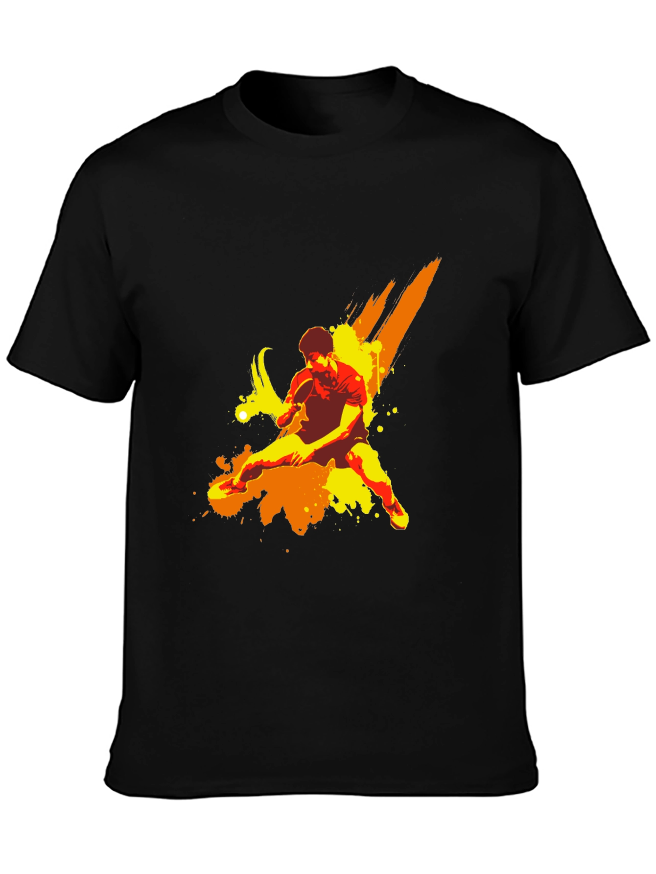 Table Tennis Art Graphic Black T-Shirt