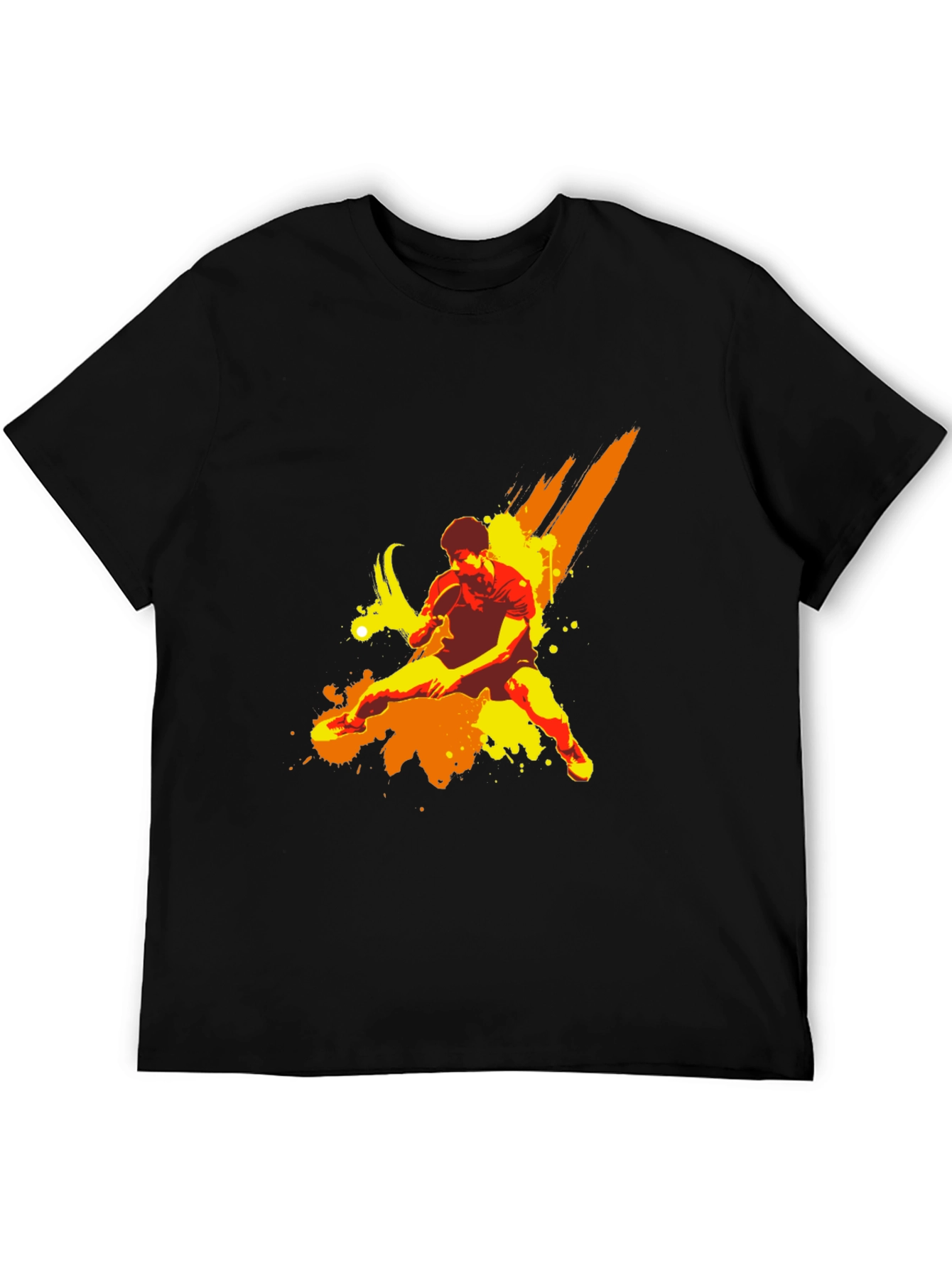 Table Tennis Art Graphic Black T-Shirt