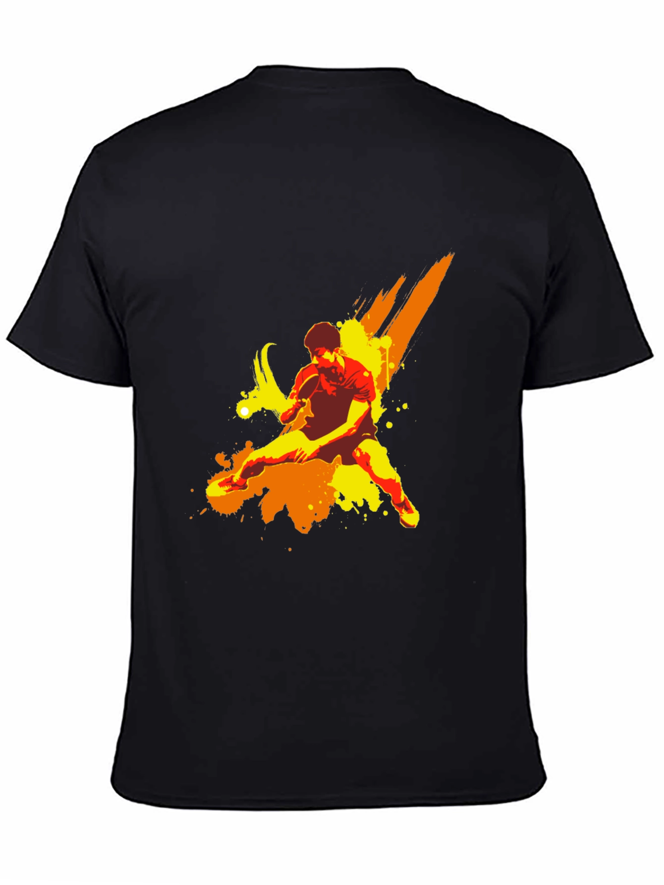 Table Tennis Art Graphic Black T-Shirt