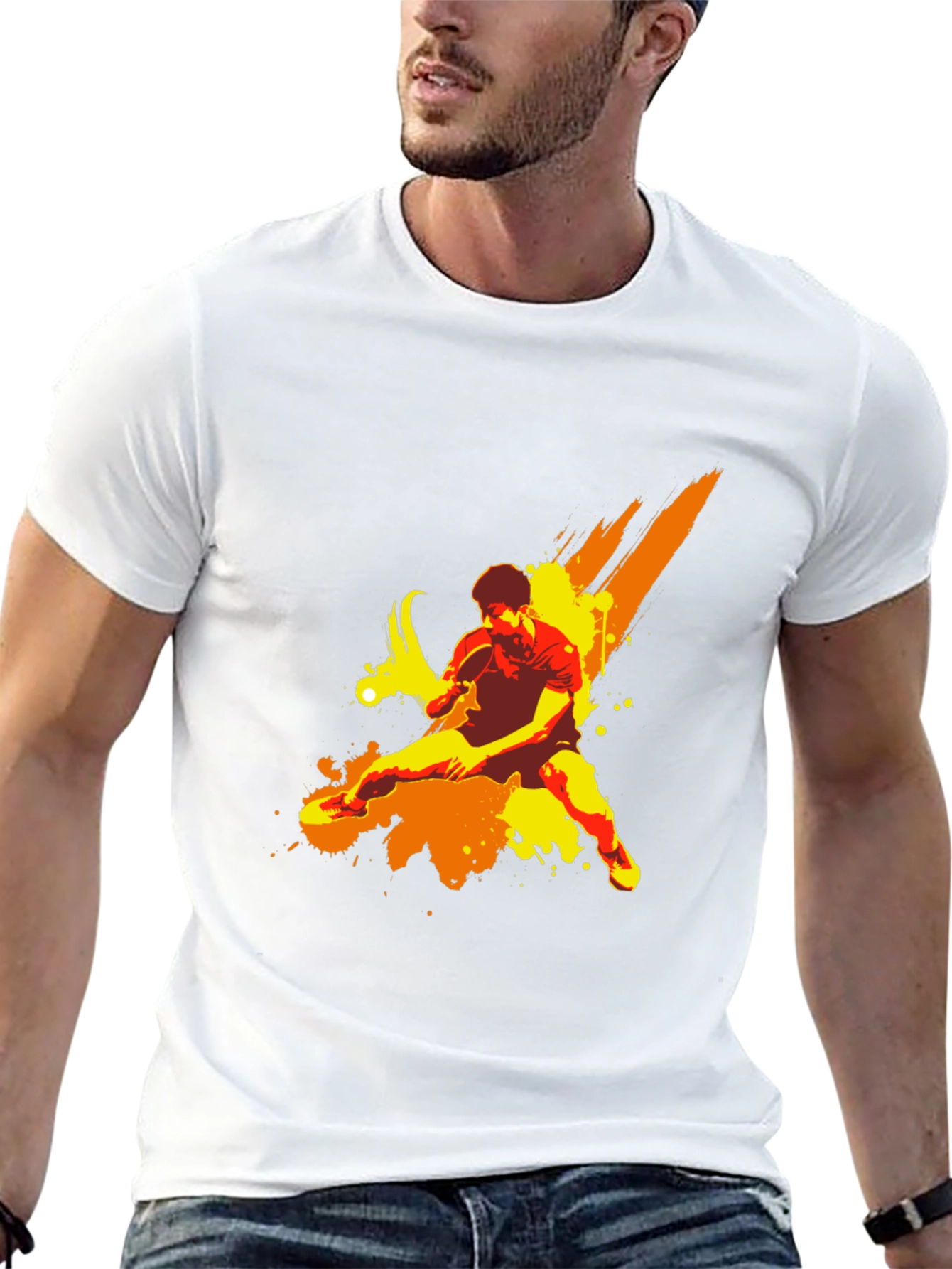Table Tennis Art Graphic Black T-Shirt
