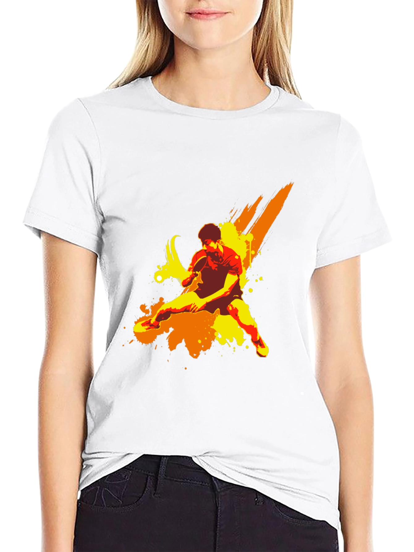 Table Tennis Art Graphic Black T-Shirt