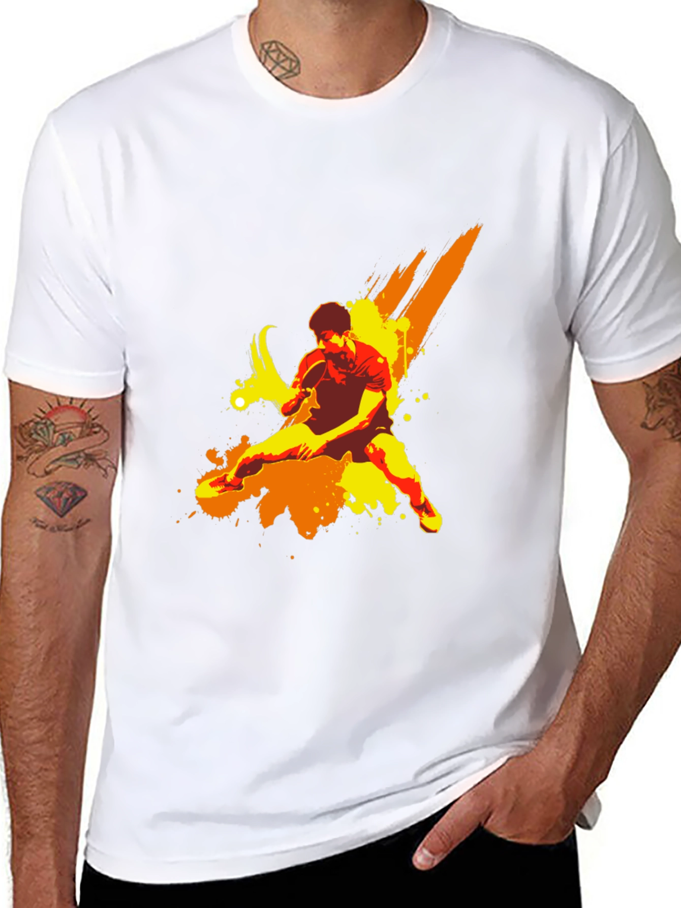 Table Tennis Art Graphic Black T-Shirt