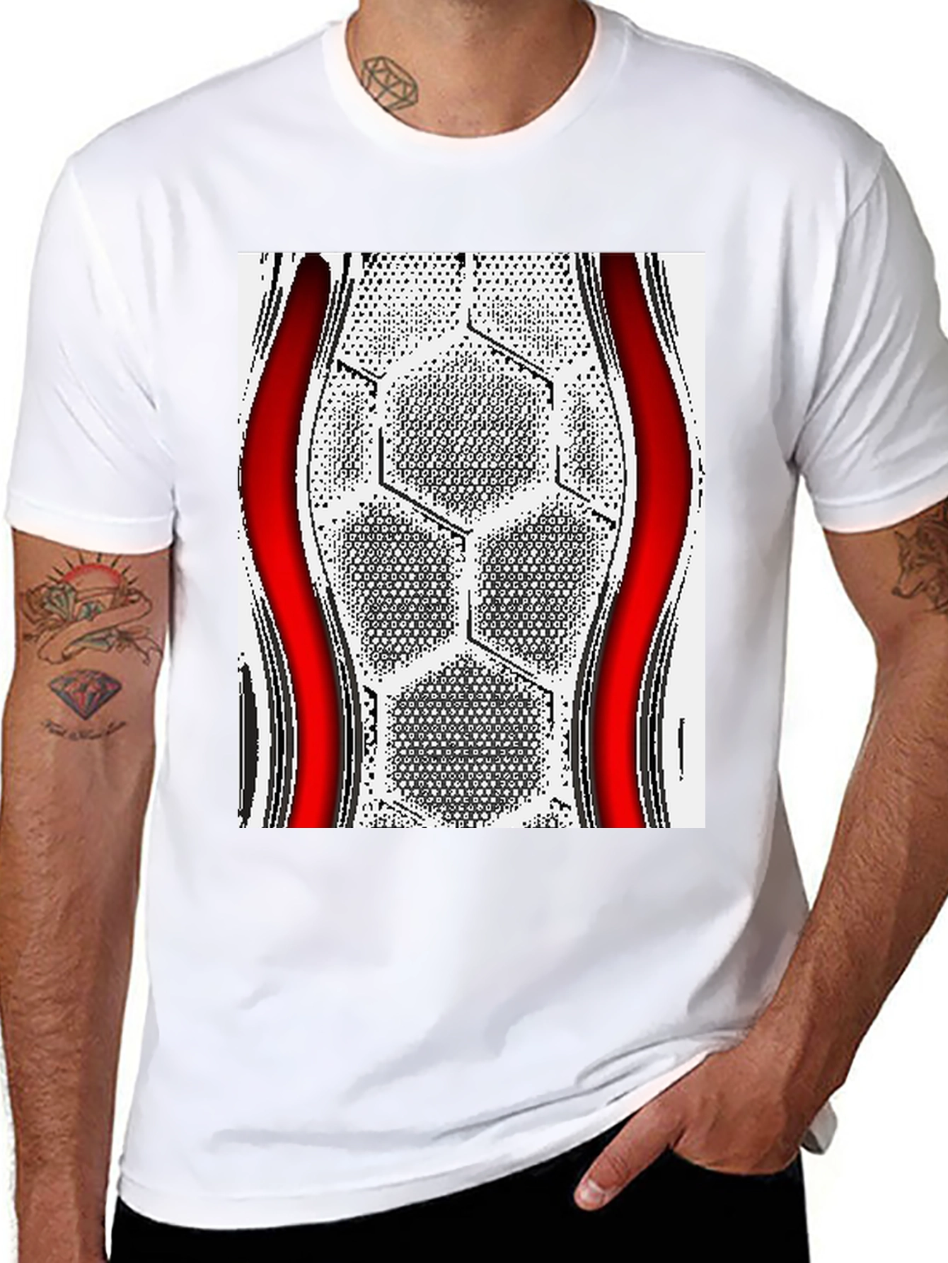 Geometric Hexagon Graphic Tee - Modern Casual Style