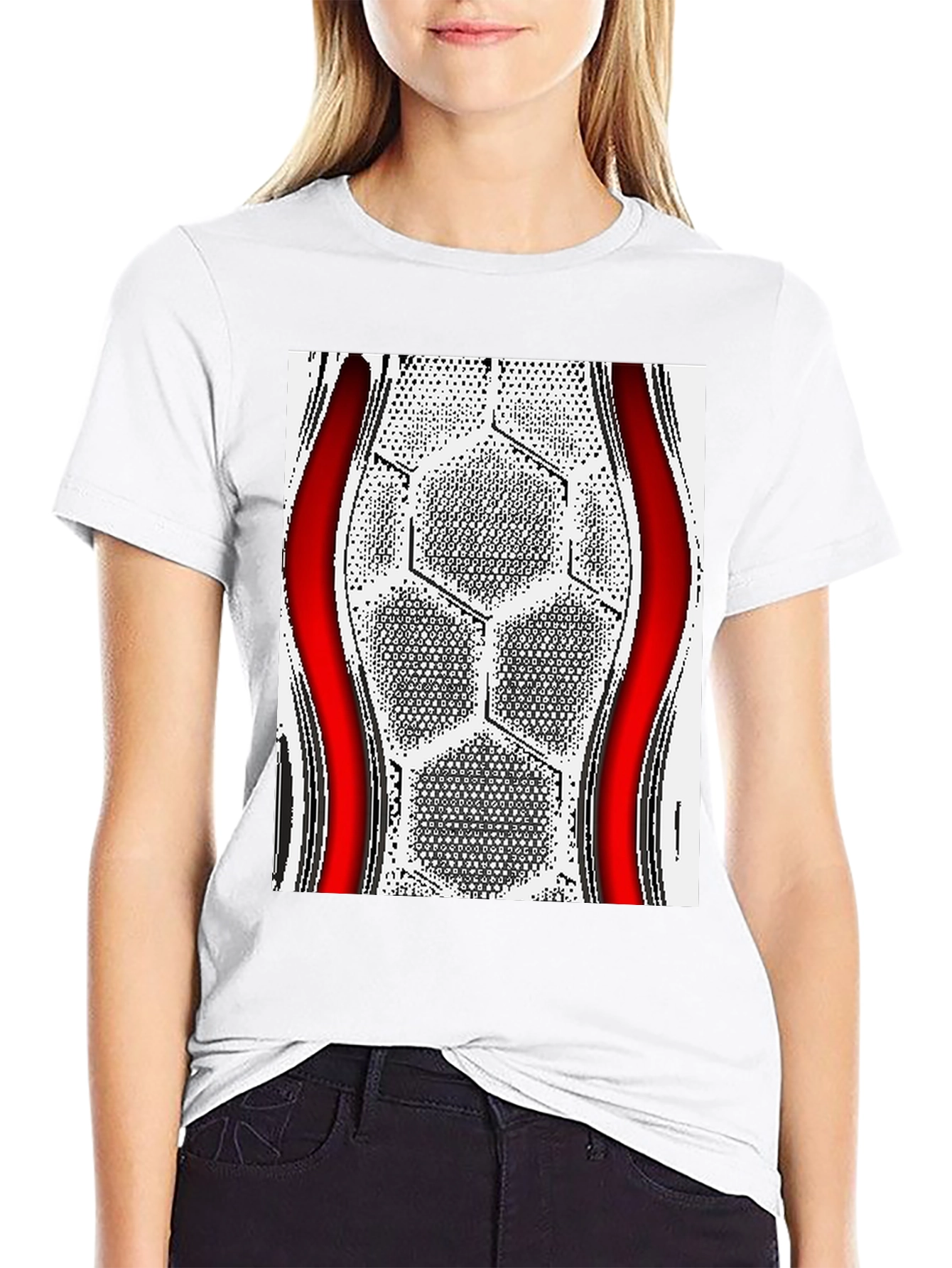Geometric Hexagon Graphic Tee - Modern Casual Style